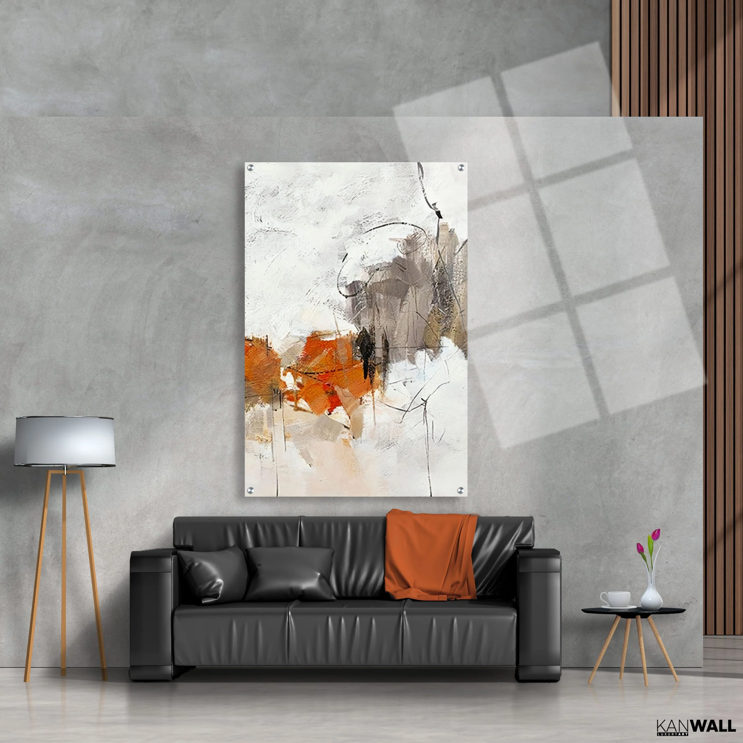 Leinwand | Plexiglas Malerei Abstract White Orange - Image 2