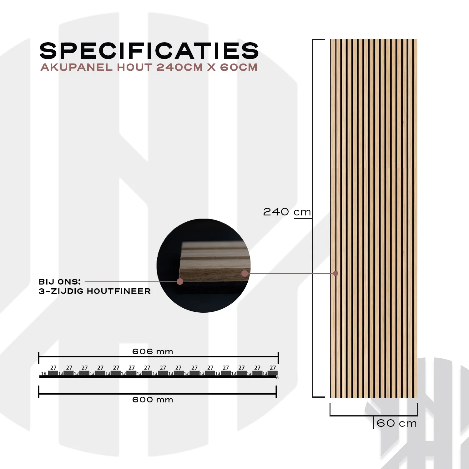 Akustikpaneel Natürliche Eiche | 240 cm x 60 cm | Einseitig Echtholzfurnier - Image 11