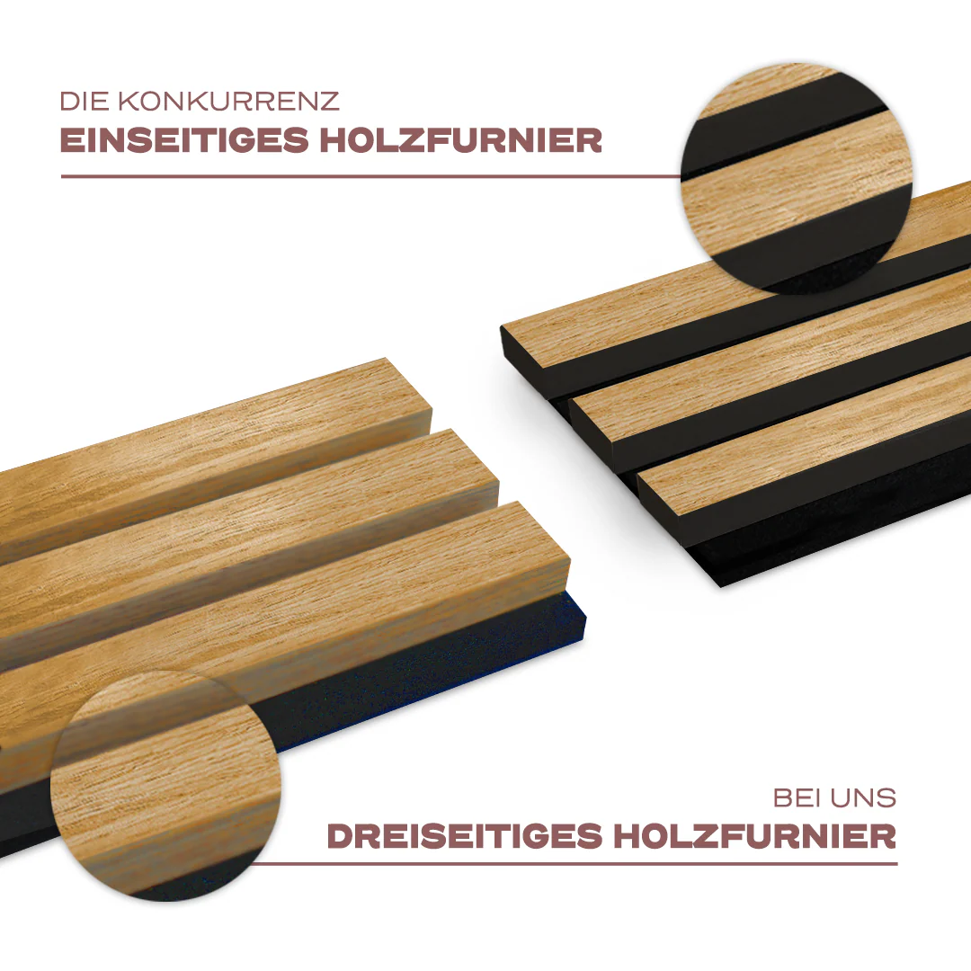 Akustikpaneele Rustikale Eiche | XL 300 cm x 60 cm | Dreiseitig Echtholzfurnier - Image 4