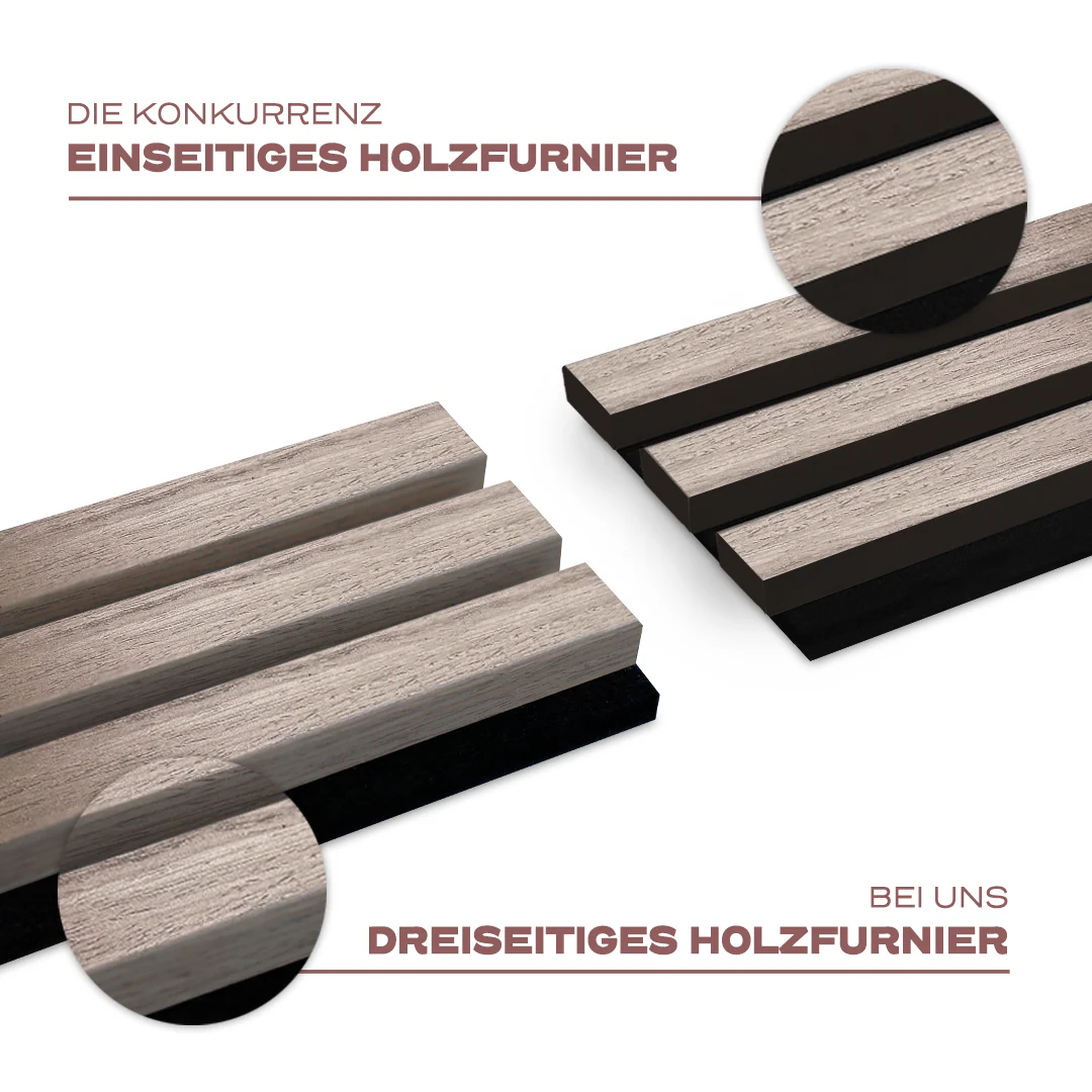 Akustikpaneele Walnuss | 240 cm x 60 cm | Dreiseitig Echtholzfurnier - Image 10