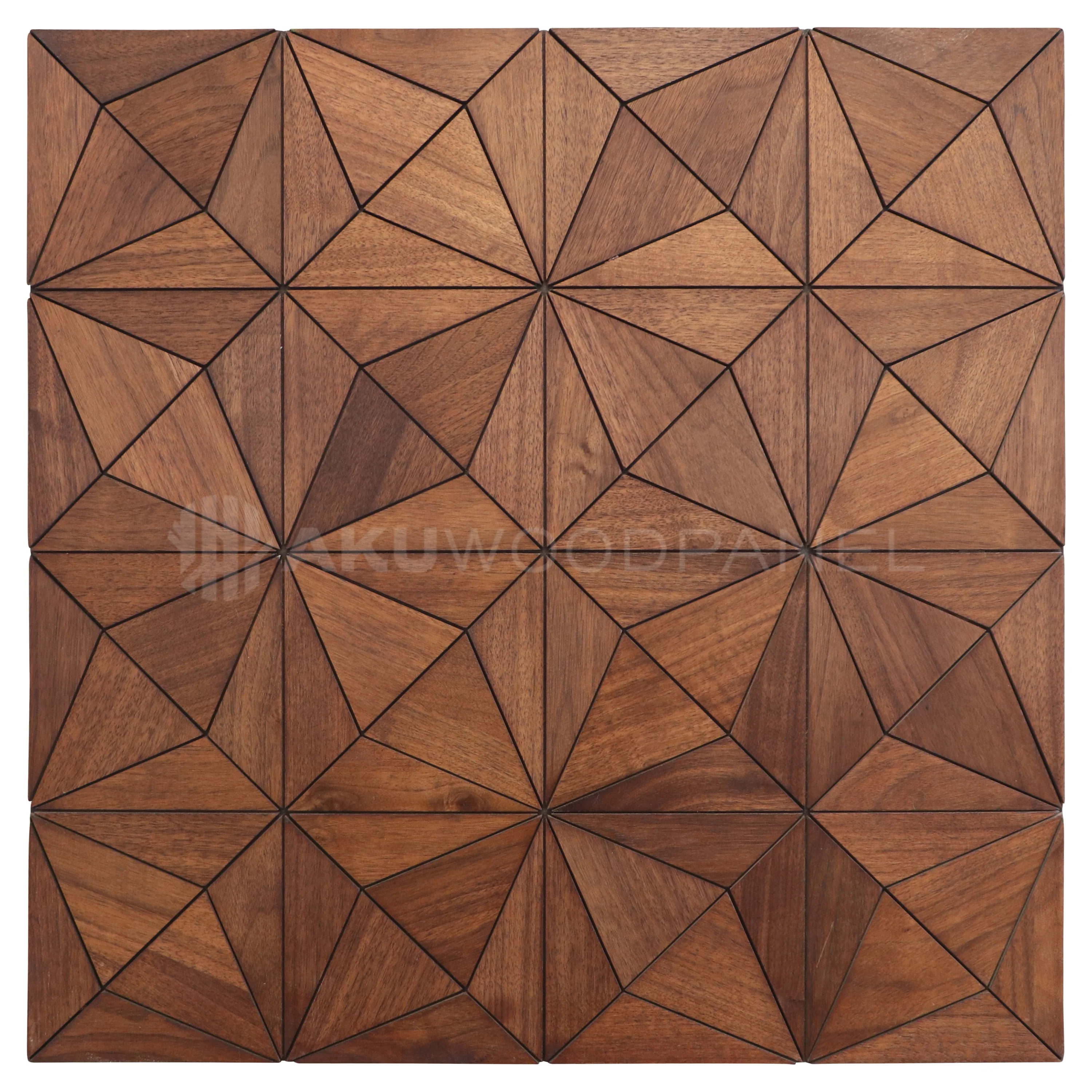 Dekoratives Holz-Wandpaneel | Nolan - Brown | 60×60 cm | Nussbaum