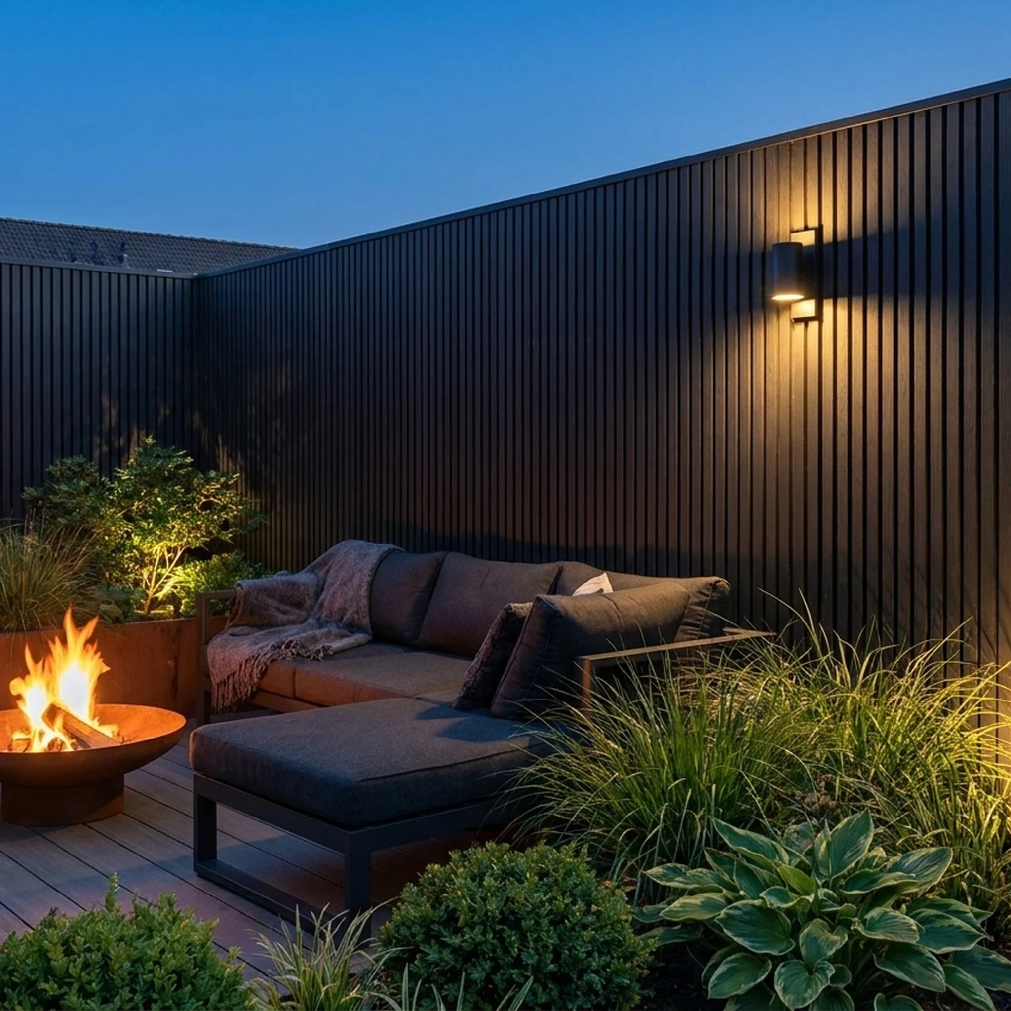 Fassadenverkleidung Schwarz 290CM | Garten | 3D Holzmaserung - Image 3