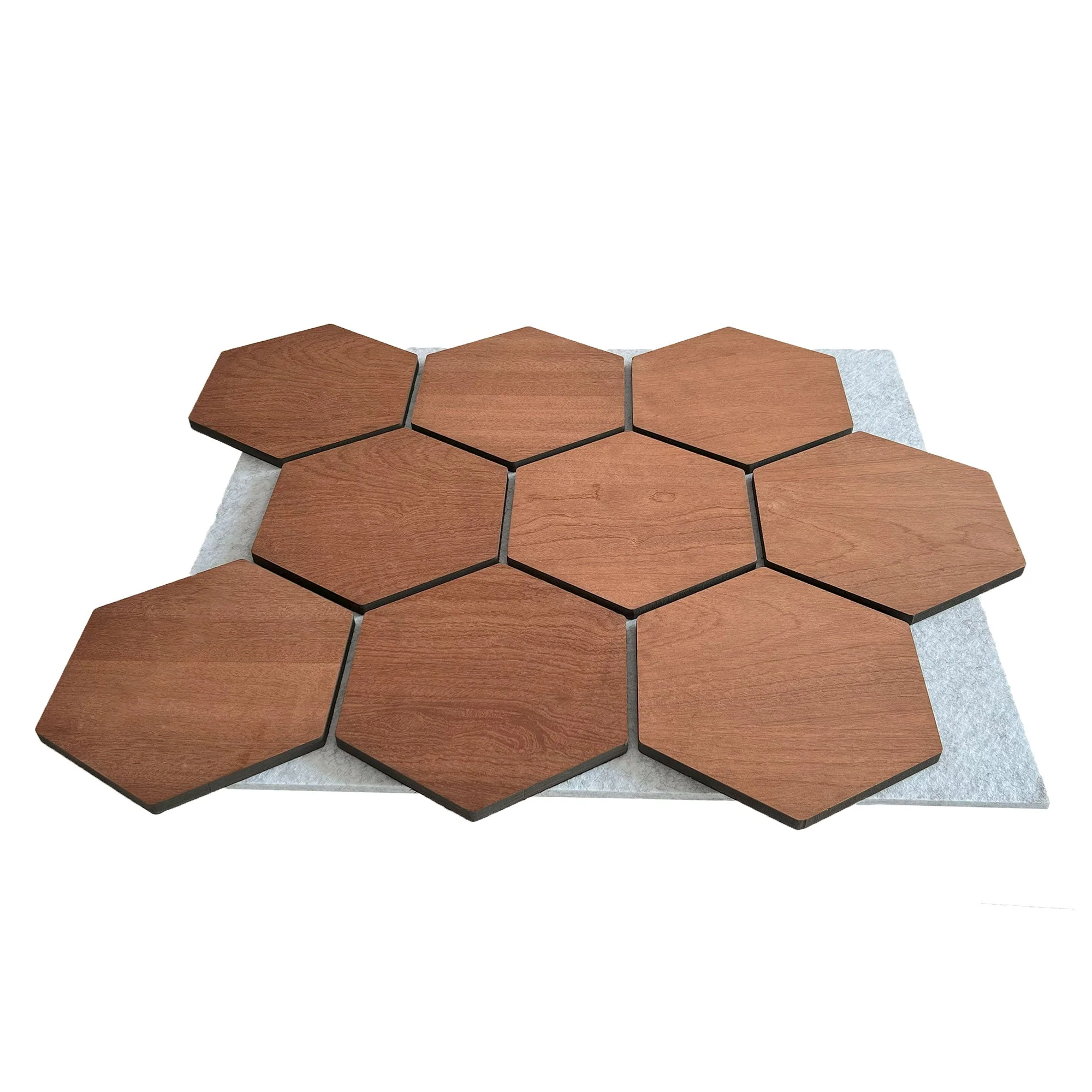 Hexagonpaneel Geräucherte Eiche mit grauem Filz 81CM | Akustik | Wanddekoration | Sechseck-Form - Image 4