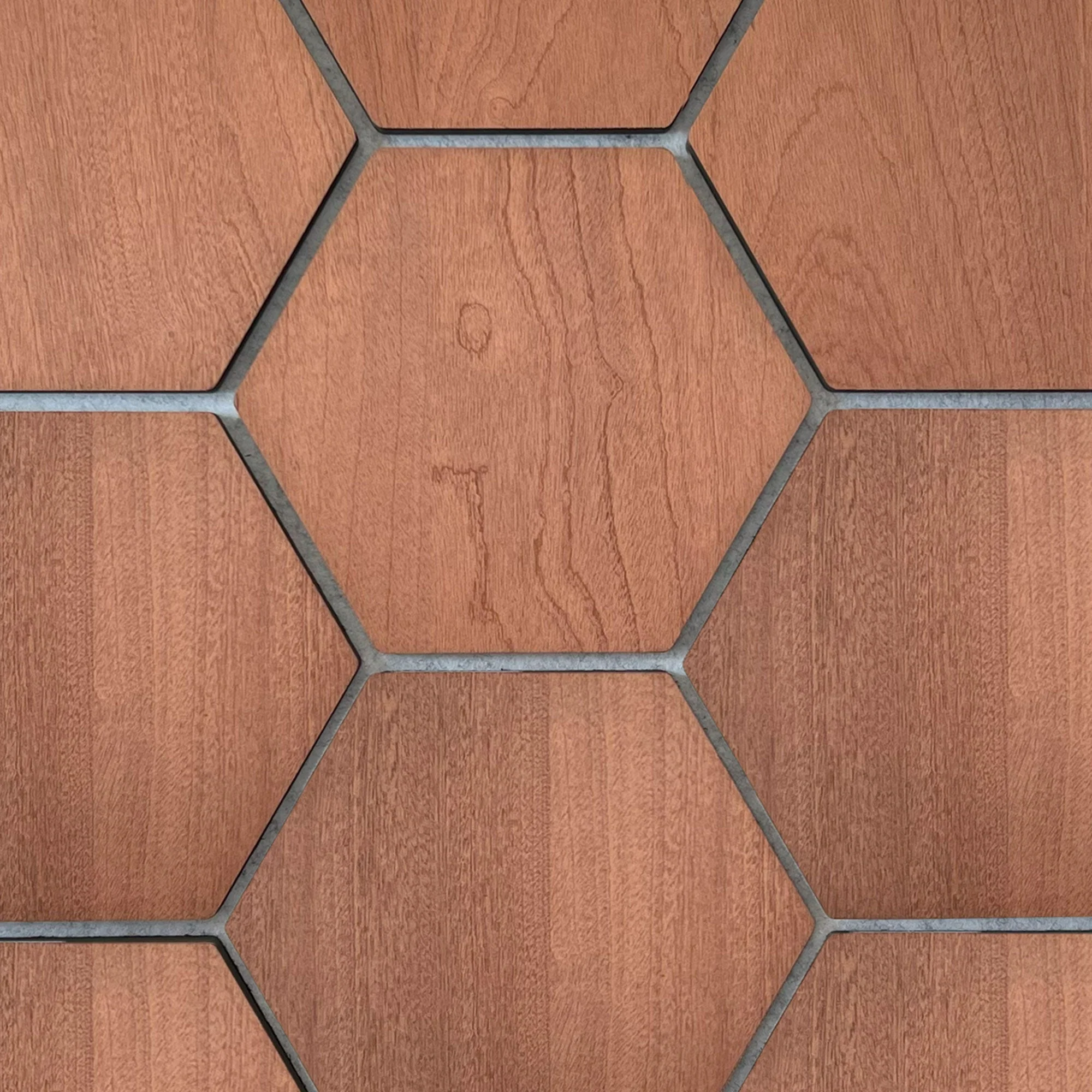 Hexagonpaneel Geräucherte Eiche mit grauem Filz 81CM | Akustik | Wanddekoration | Sechseck-Form - Image 9