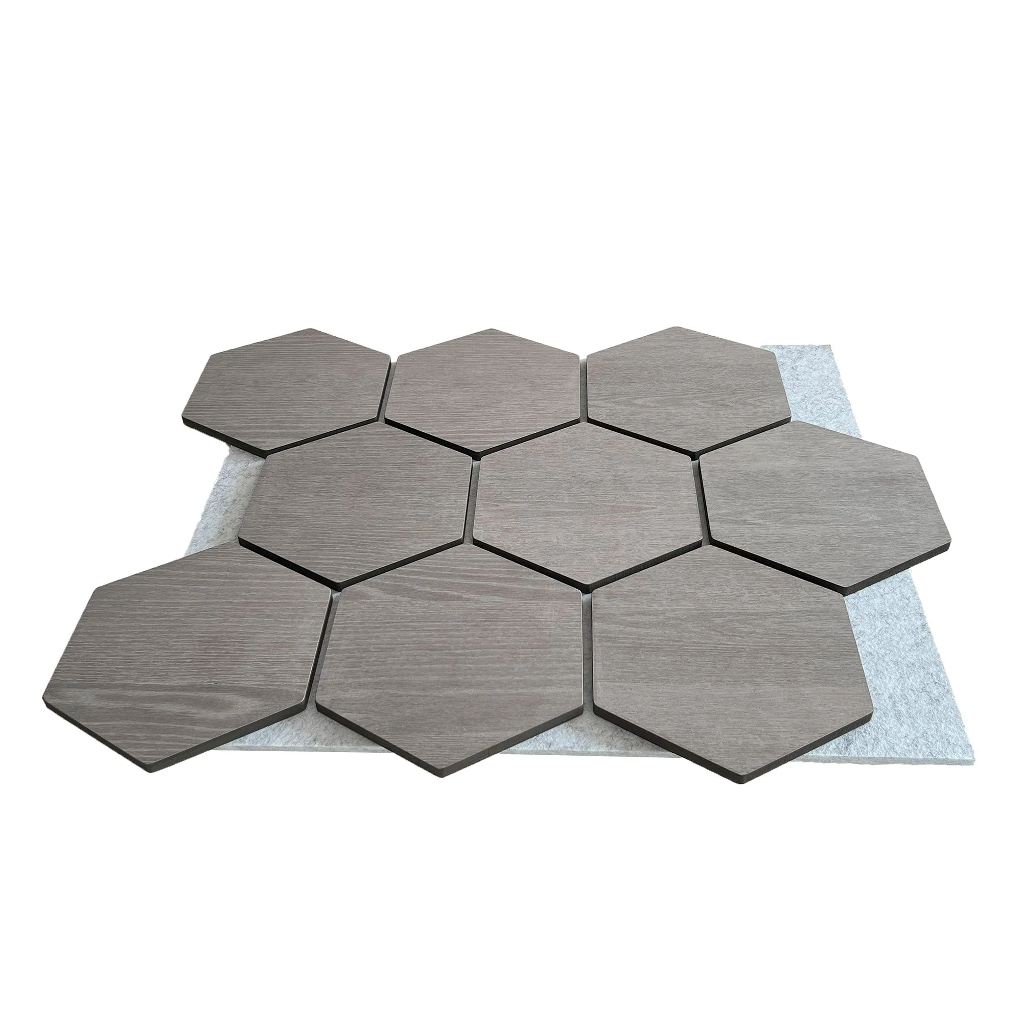 Hexagonpaneel Graue Walnuss mit grauem Filz 81CM | Akustik | Wanddekoration | Sechseck-Form - Image 4
