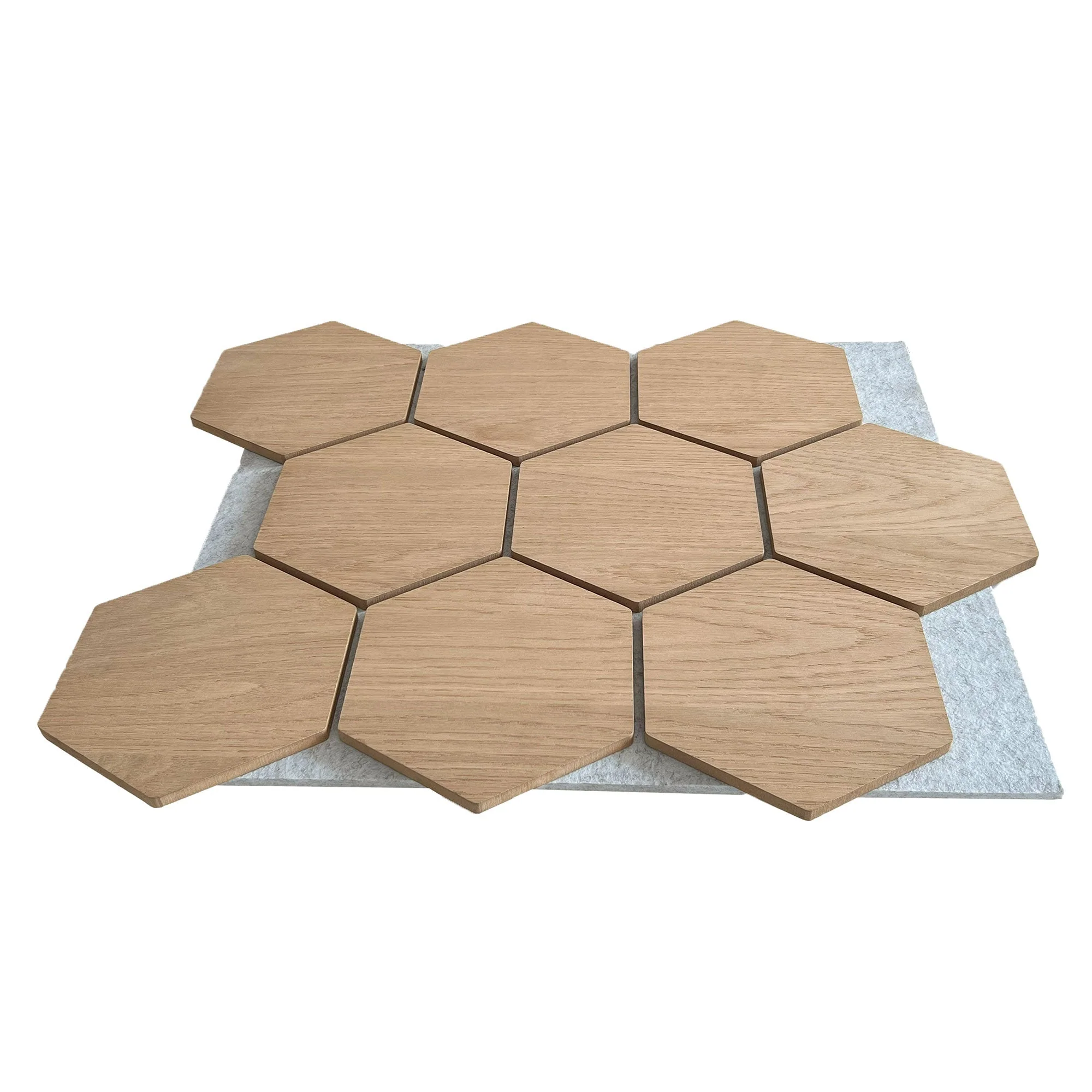 Hexagonpaneel Natur Eiche mit grauem Filz 81CM | Akustik | Wanddekoration | Sechseck-Form - Image 4