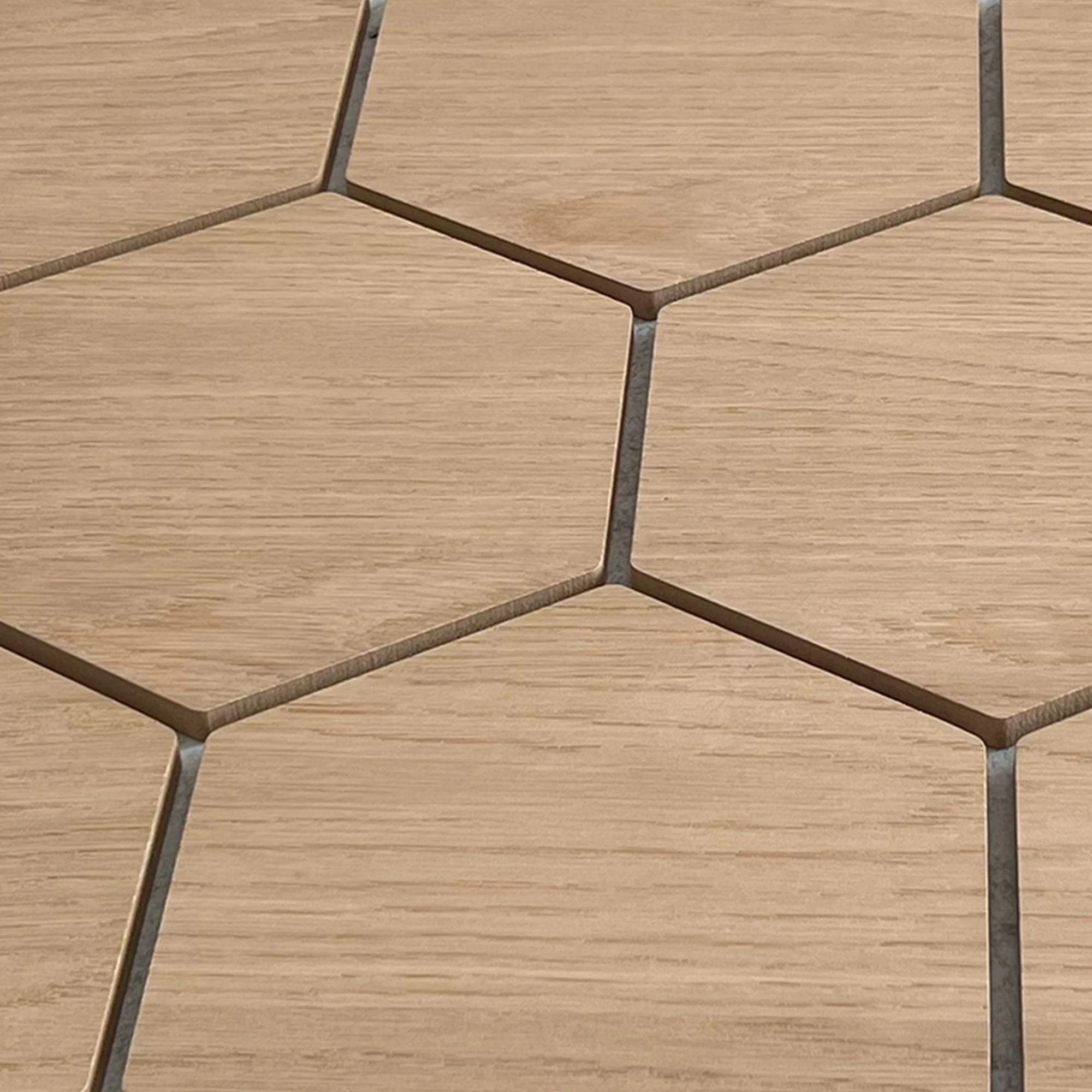 Hexagonpaneel Natur Eiche mit grauem Filz 81CM | Akustik | Wanddekoration | Sechseck-Form - Image 6