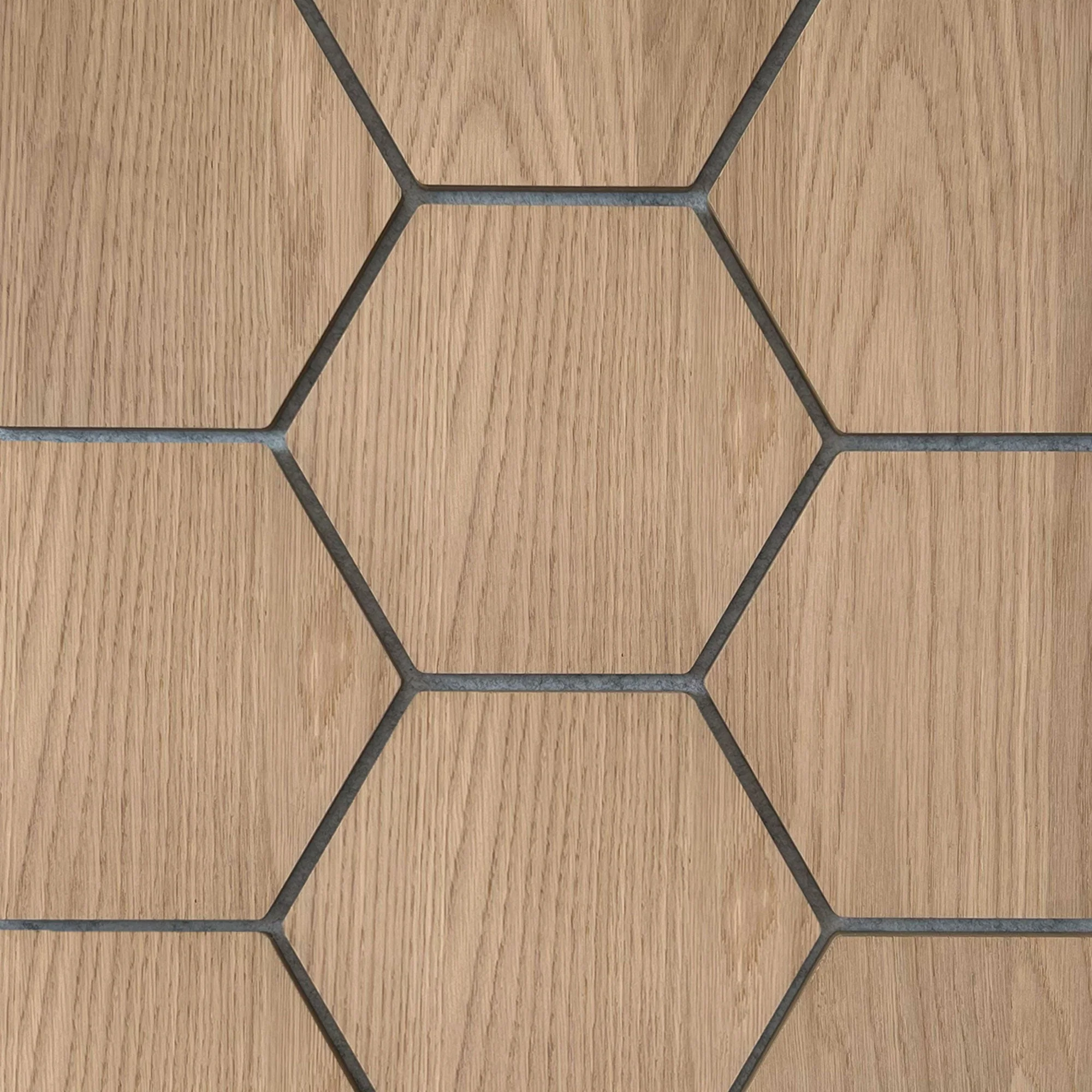 Hexagonpaneel Natur Eiche mit grauem Filz 81CM | Akustik | Wanddekoration | Sechseck-Form - Image 9