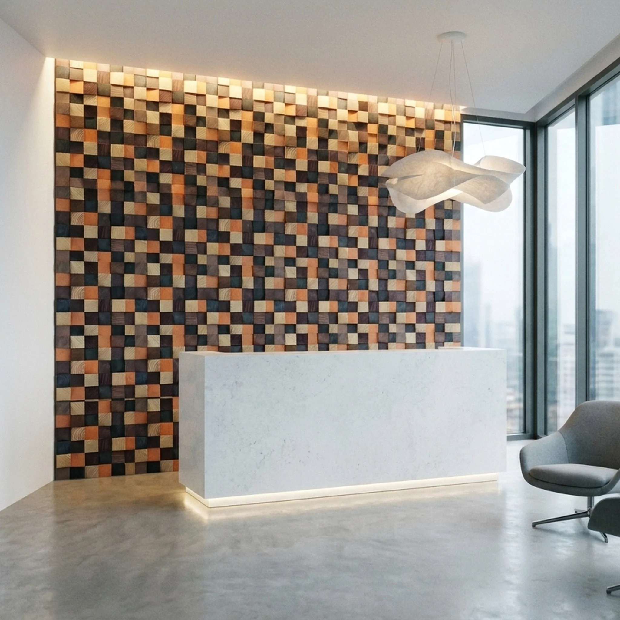 Holz Wandverkleidung Bold Pine Mosaik-Look 3D | 30×30 cm
