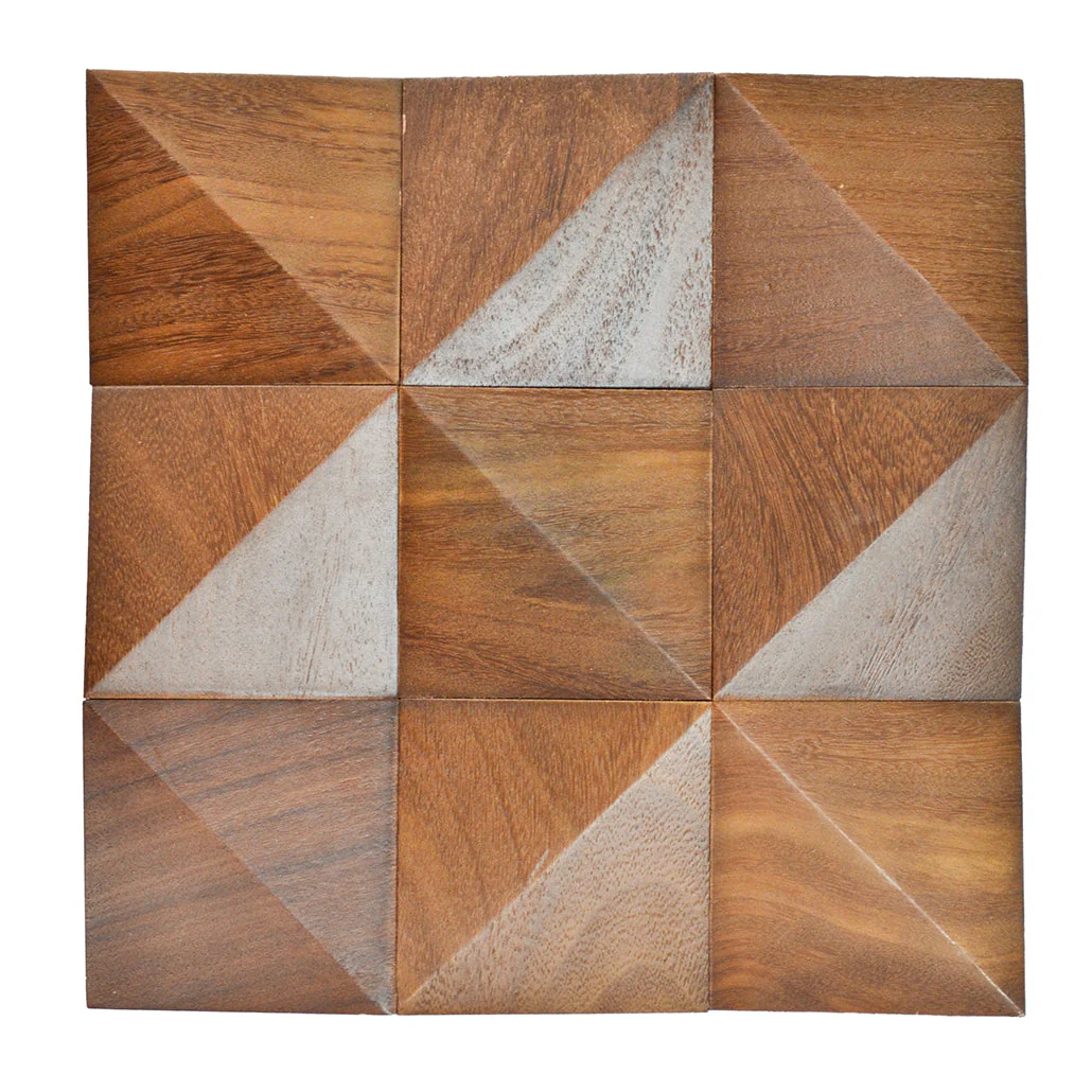 Holz Wandverkleidung Cumaru Deep Mosaik-Look 3D | 30×30 cm - Image 2