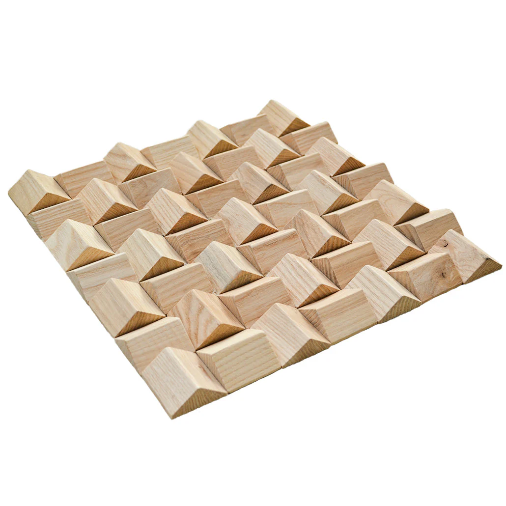 Holz Wandverkleidung Esche Mosaik-Look 3D | 30×30 cm - Image 2