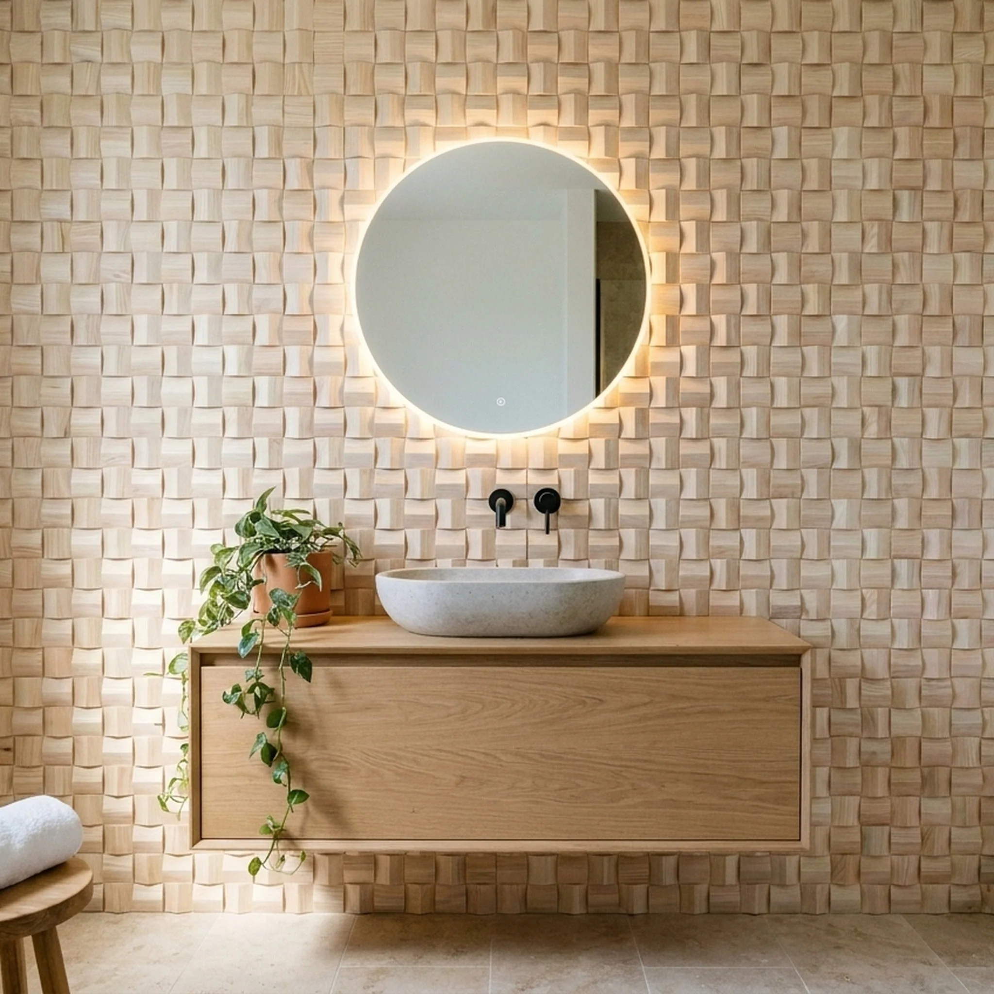 Holz Wandverkleidung Esche Mosaik-Look 3D | 30×30 cm - Image 5