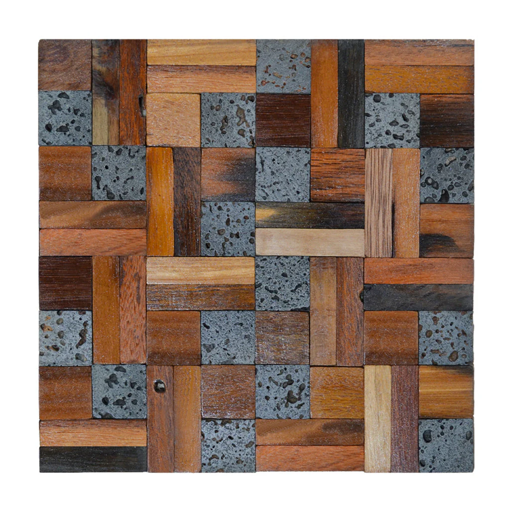 Holz Wandverkleidung Lava Mix Mosaik-Look 3D | 30×30 cm - Image 2