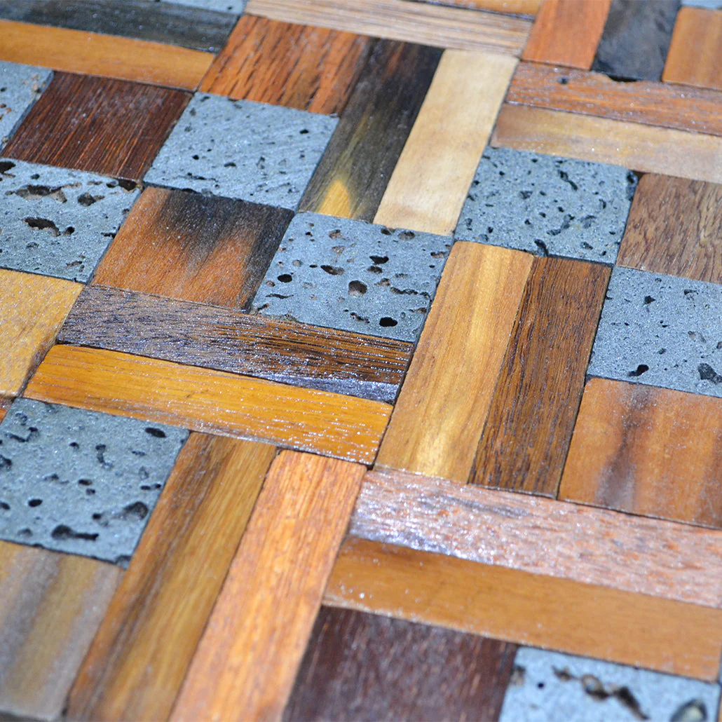 Holz Wandverkleidung Lava Mix Mosaik-Look 3D | 30×30 cm - Image 6