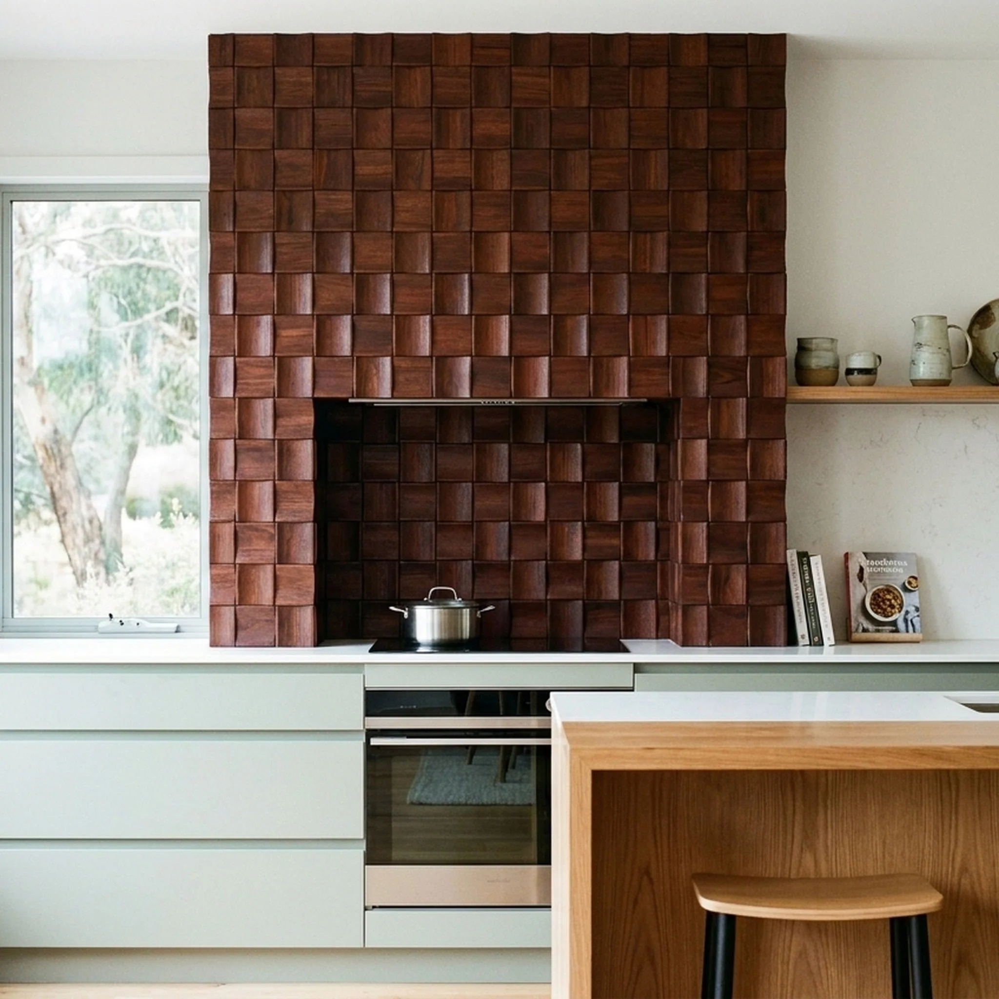 Holz Wandverkleidung Merbau XL Mosaik-Look 3D | 30×60 cm