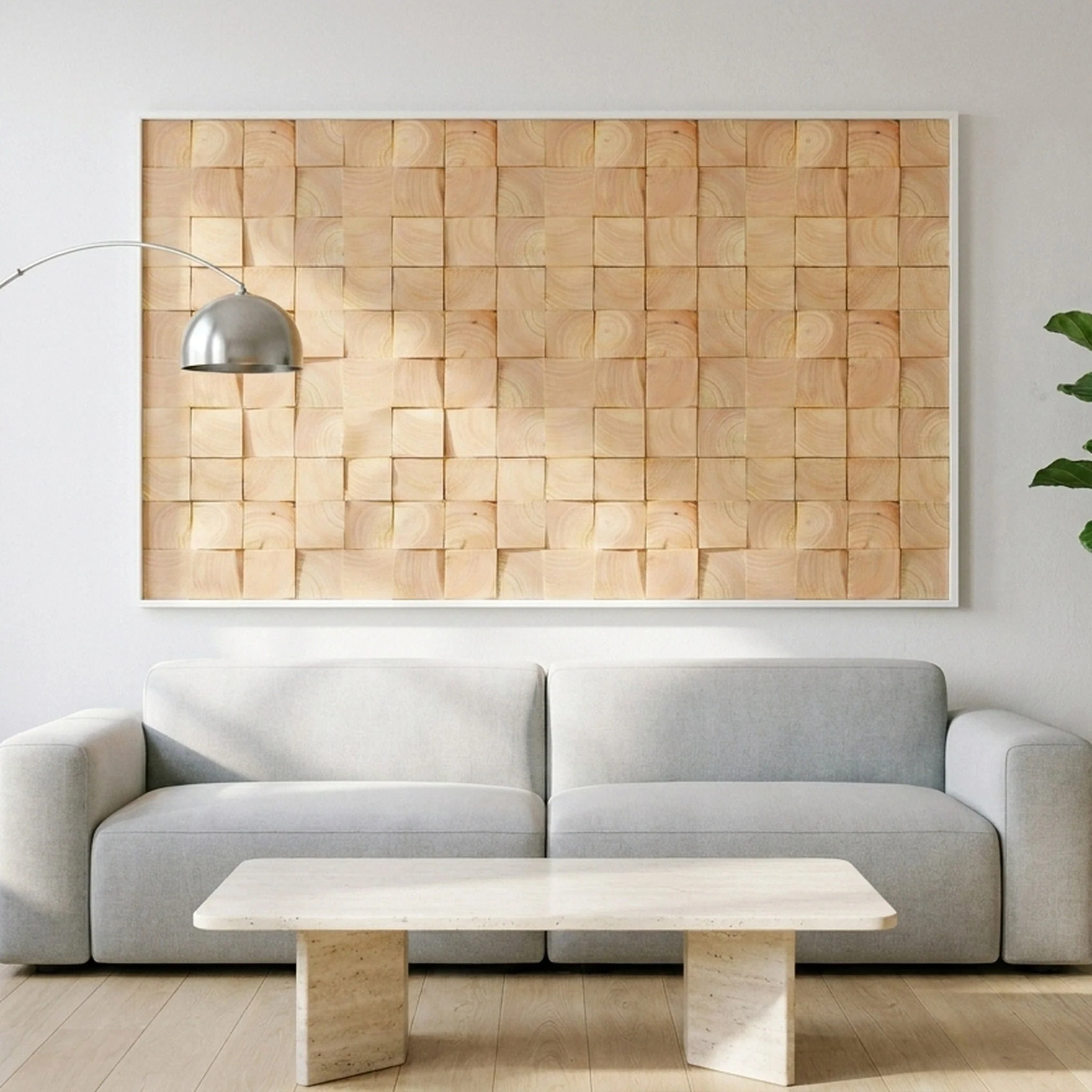 Holz Wandverkleidung Rubberwood Mosaik-Look 3D | 30×30 cm - Image 3
