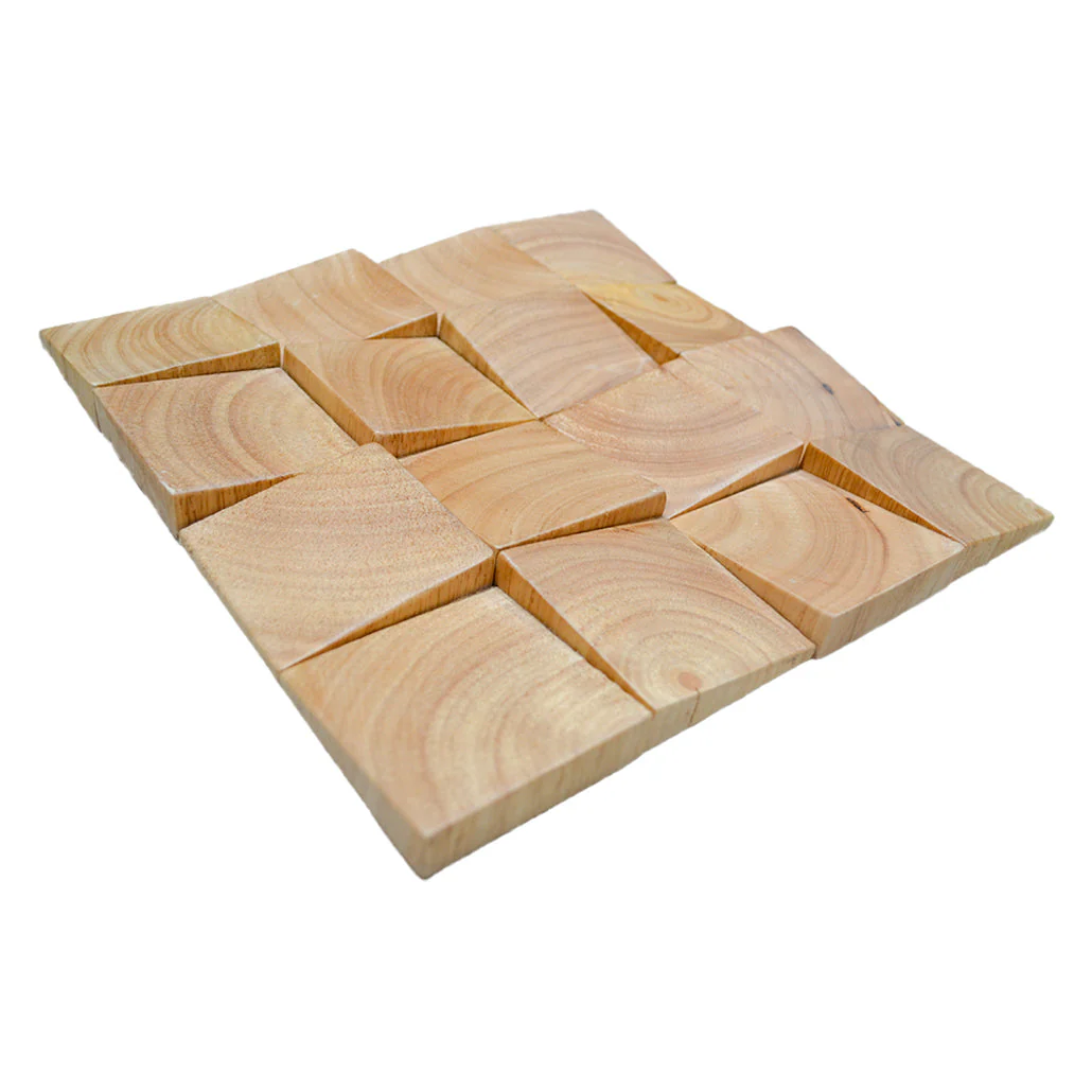 Holz Wandverkleidung Rubberwood Mosaik-Look 3D | 30×30 cm - Image 4