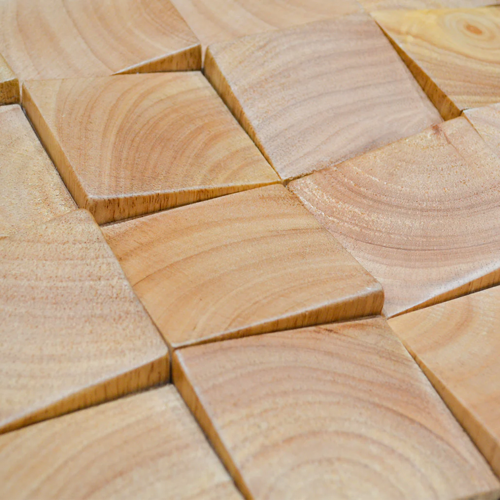 Holz Wandverkleidung Rubberwood Mosaik-Look 3D | 30×30 cm - Image 6