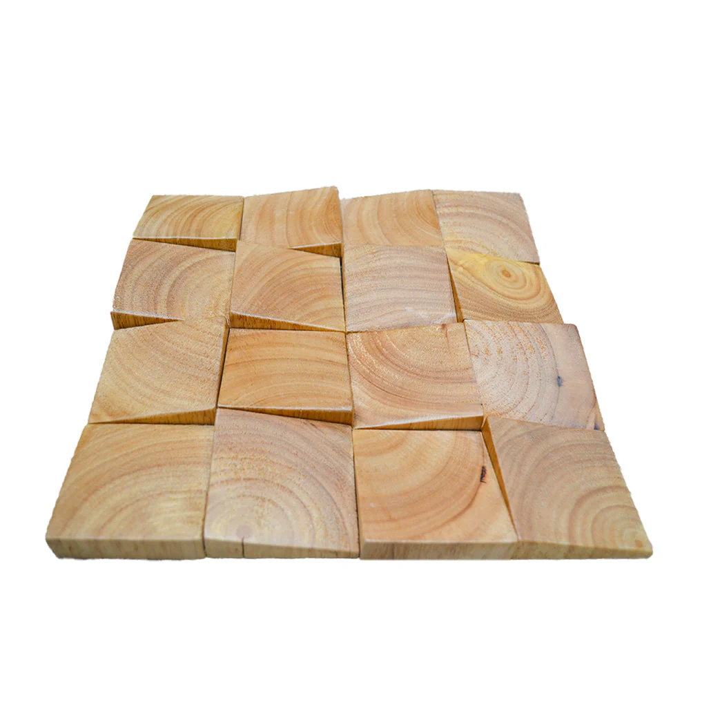 Holz Wandverkleidung Rubberwood Mosaik-Look 3D | 30×30 cm - Image 8