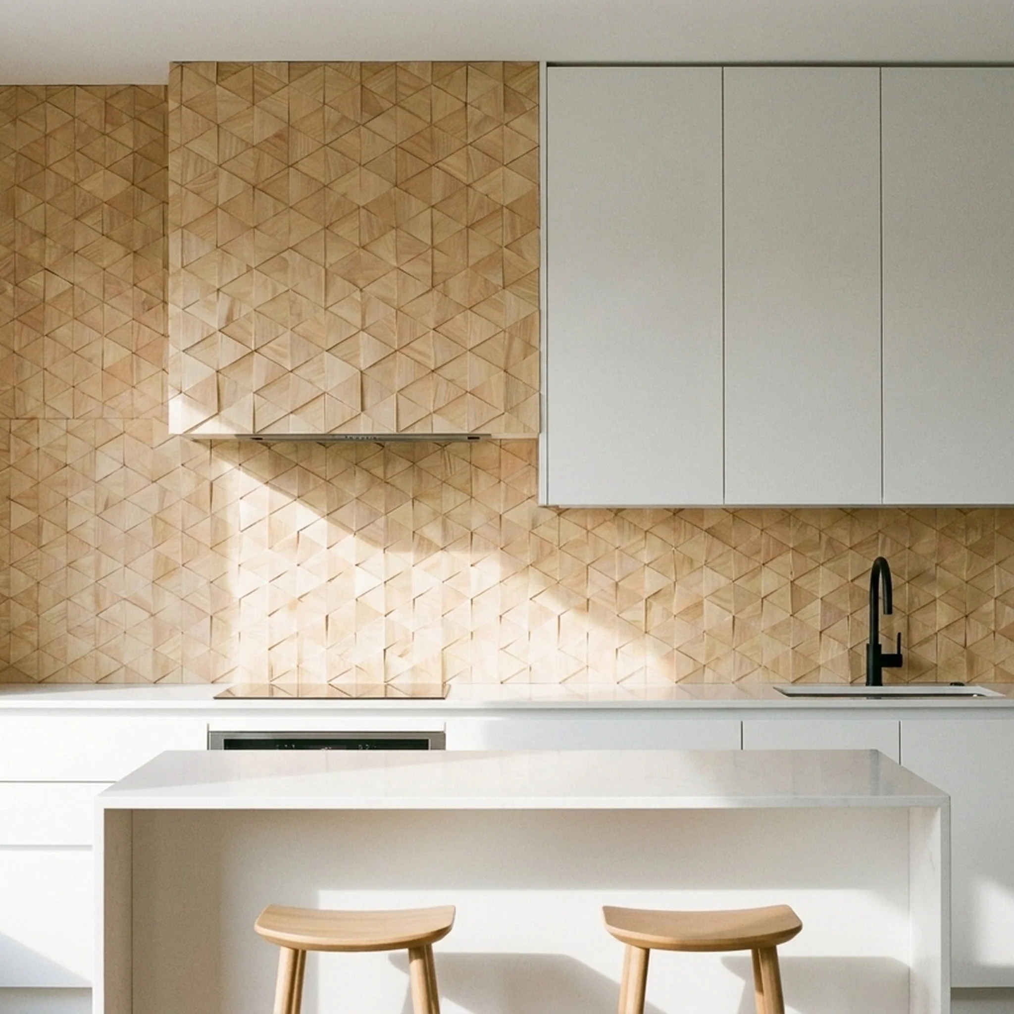 Holz Wandverkleidung Rubberwood Compact Mosaik-Look 3D | 28×30 cm - Image 5