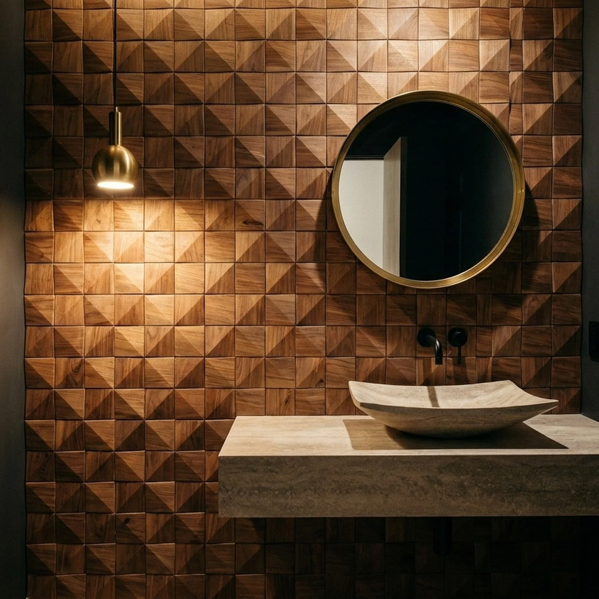 Holz Wandverkleidung Slim Walnuss Mosaik-Look 3D | 20×40 cm - Image 5