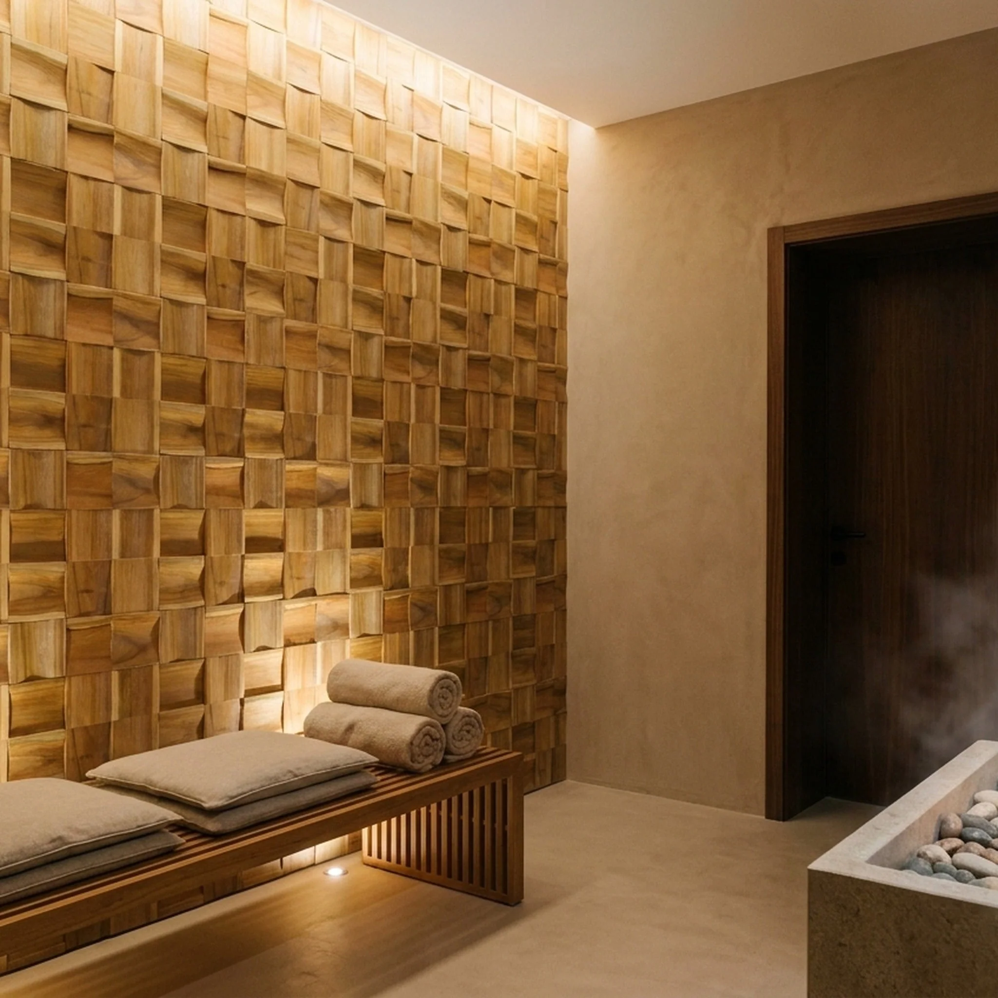 Holz Wandverkleidung Timeless Teak Mosaik-Look 3D | 30×30 cm - Image 3