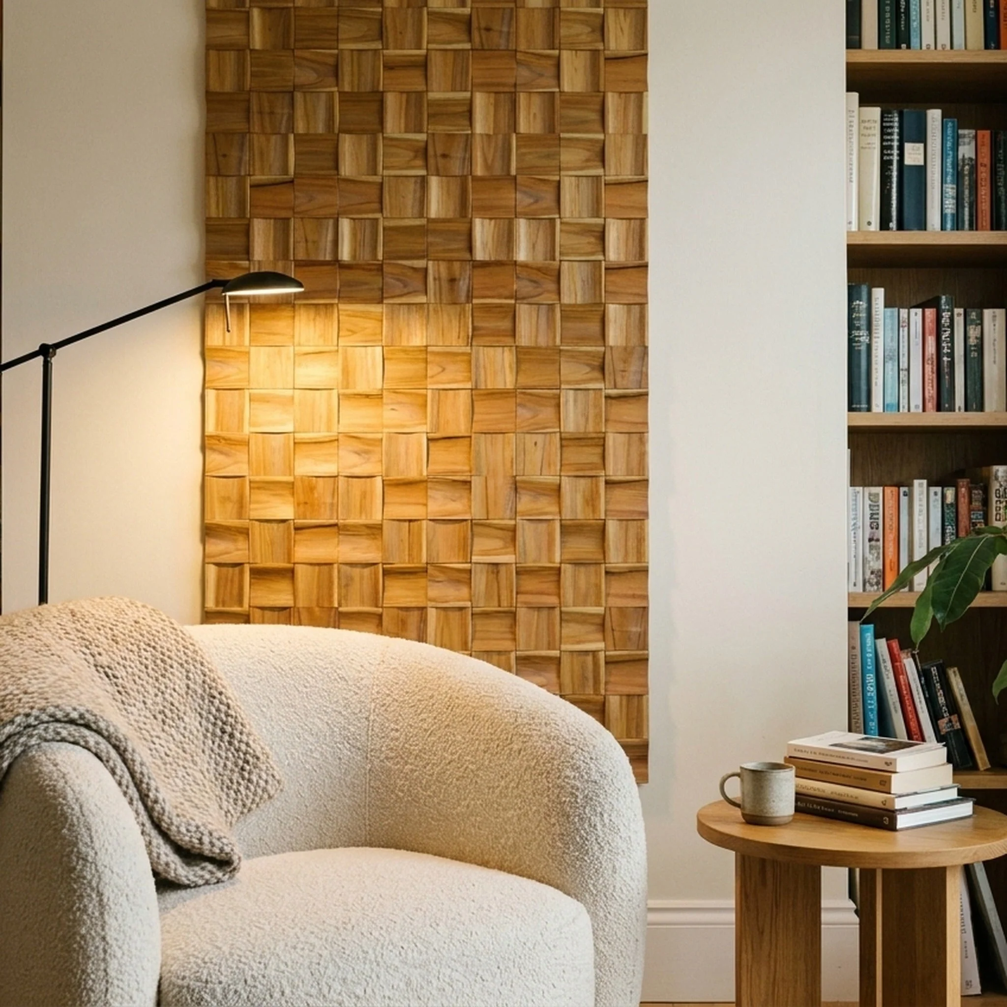 Holz Wandverkleidung Timeless Teak Mosaik-Look 3D | 30×30 cm - Image 5