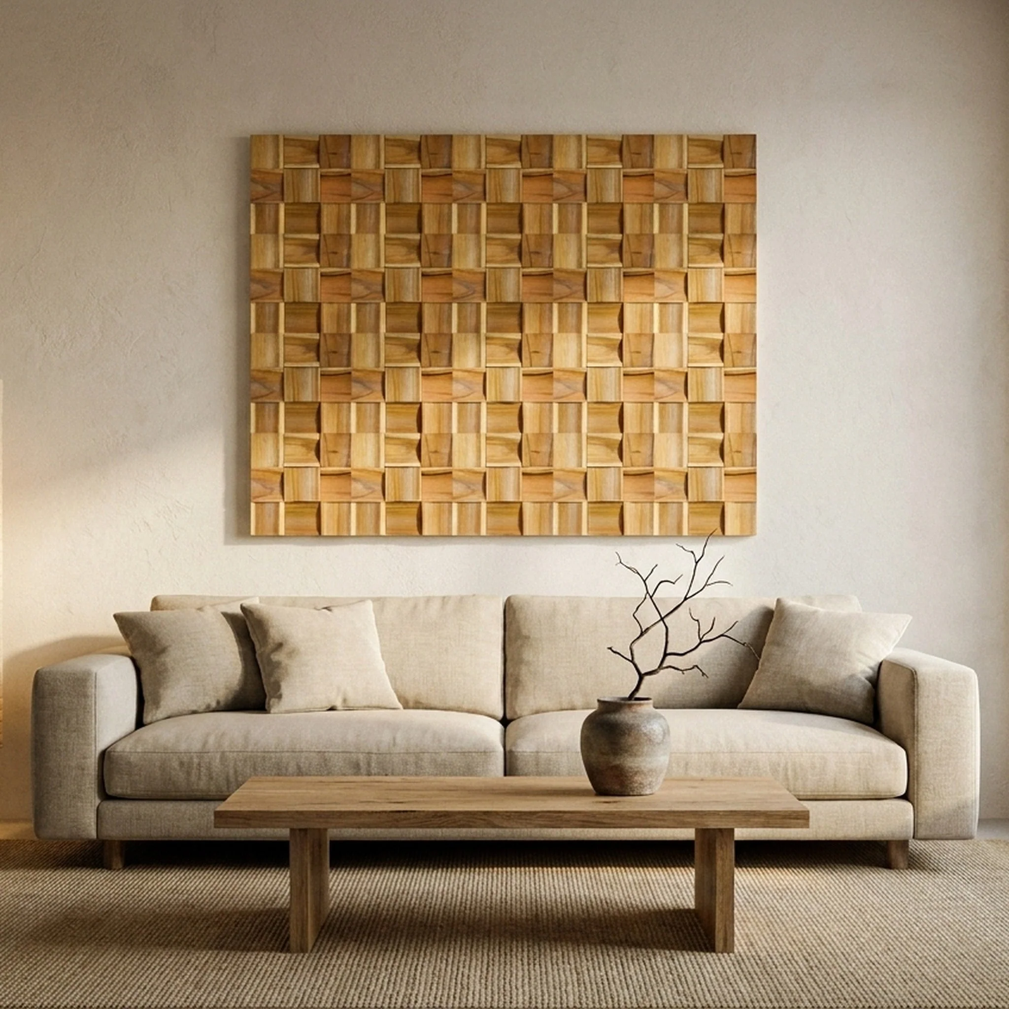 Holz Wandverkleidung Timeless Teak Mosaik-Look 3D | 30×30 cm - Image 7