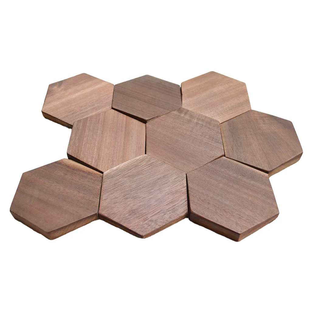Holz Wandverkleidung Walnuss Tropical Mosaik-Look 3D | 26×30 cm - Image 4