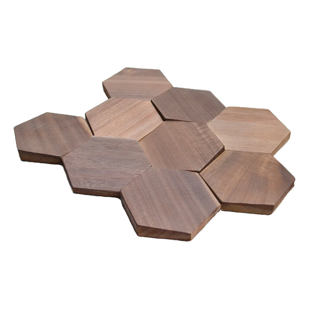 Holz Wandverkleidung Walnuss Tropical Mosaik-Look 3D | 26×30 cm - Image 6