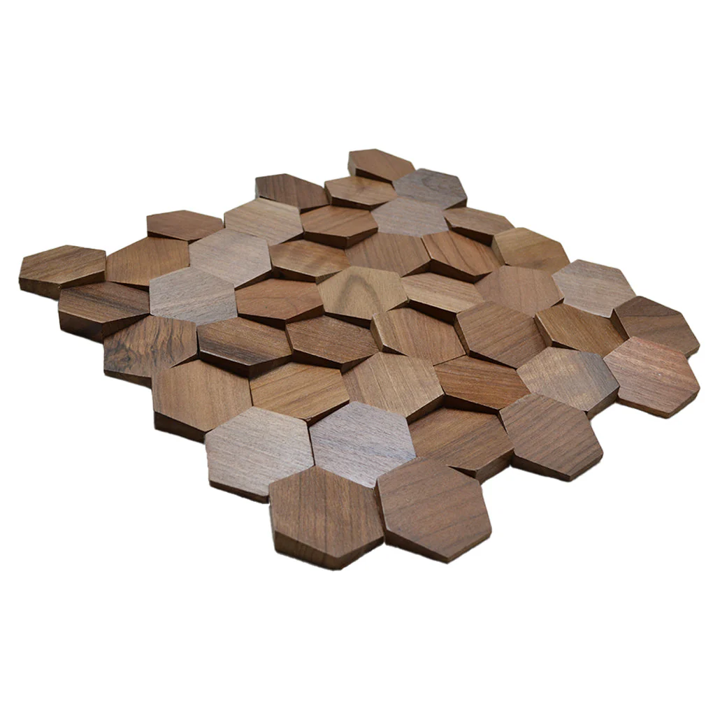 Holz Wandverkleidung Walnuss Velvet Mosaik-Look 3D | 31×30 cm - Image 4