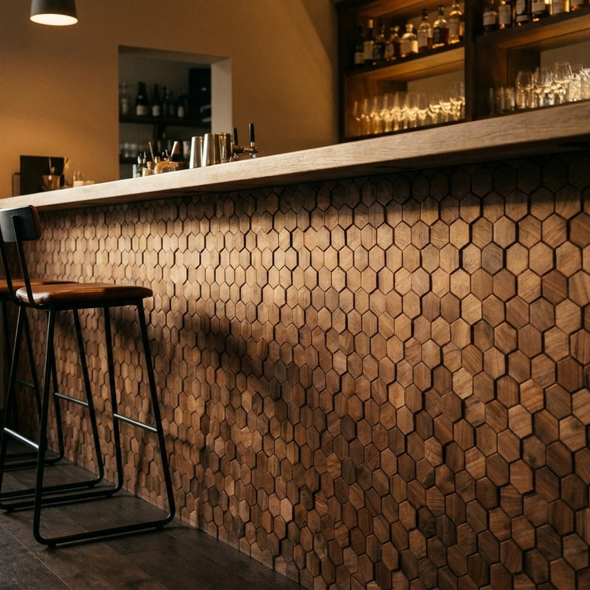 Holz Wandverkleidung Walnuss Velvet Mosaik-Look 3D | 31×30 cm - Image 7
