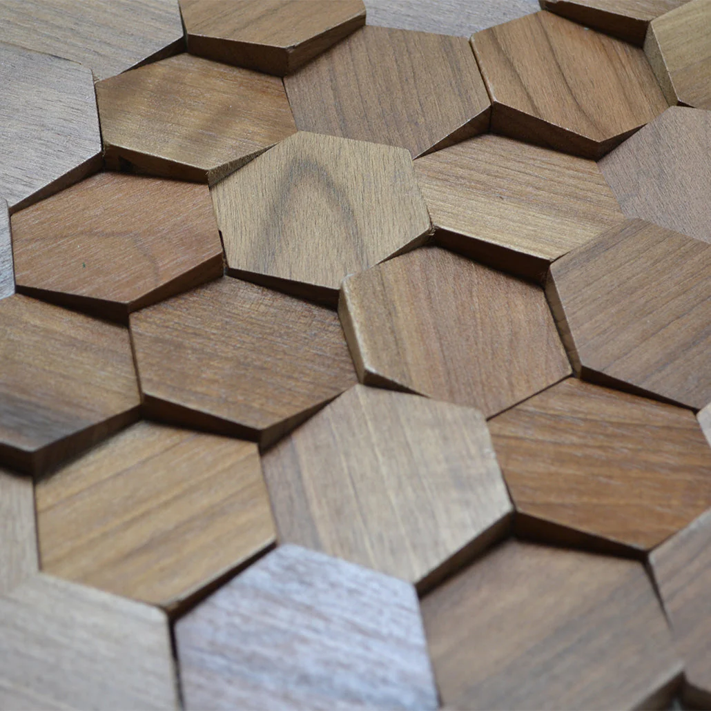 Holz Wandverkleidung Walnuss Velvet Mosaik-Look 3D | 31×30 cm - Image 8
