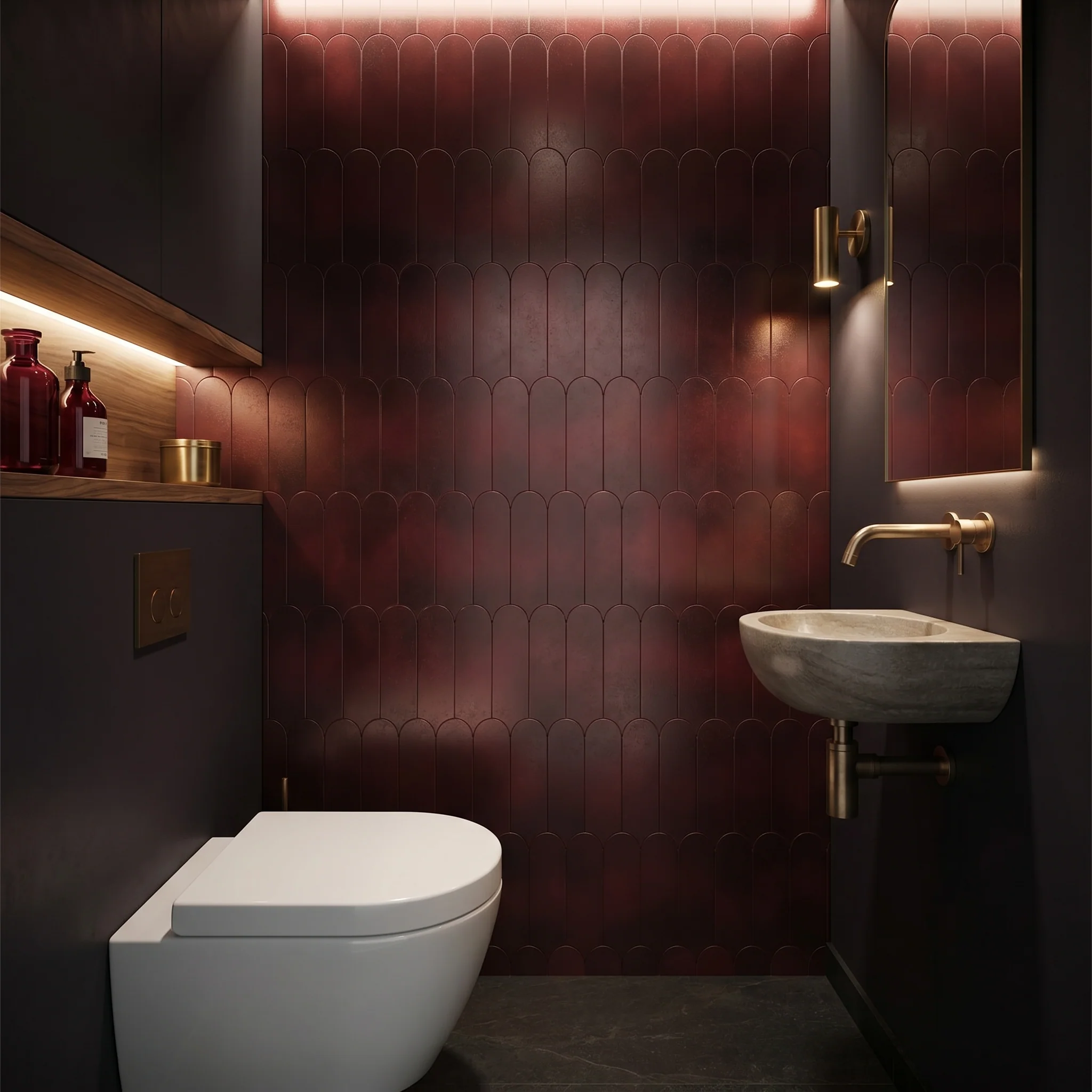 Selbstklebende Mosaikfliesen Metall | Bogen Bordeaux | 28,8×29,8 cm | Küche, Bad & WC - Image 7