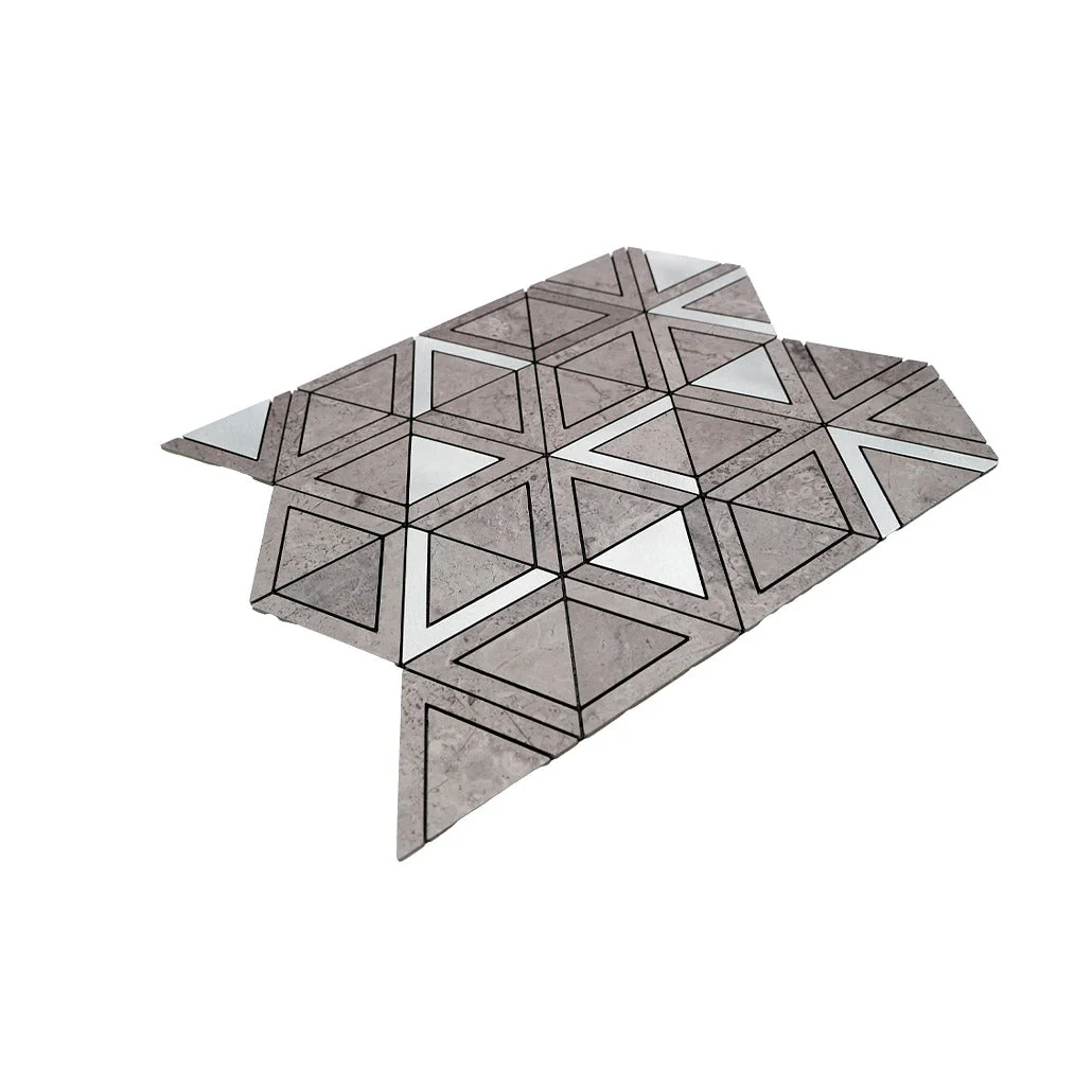 Selbstklebende Mosaikfliesen Metall | Dreieck Grau Silber | 28,7×33,1 cm | Küche, Bad & WC - Image 6