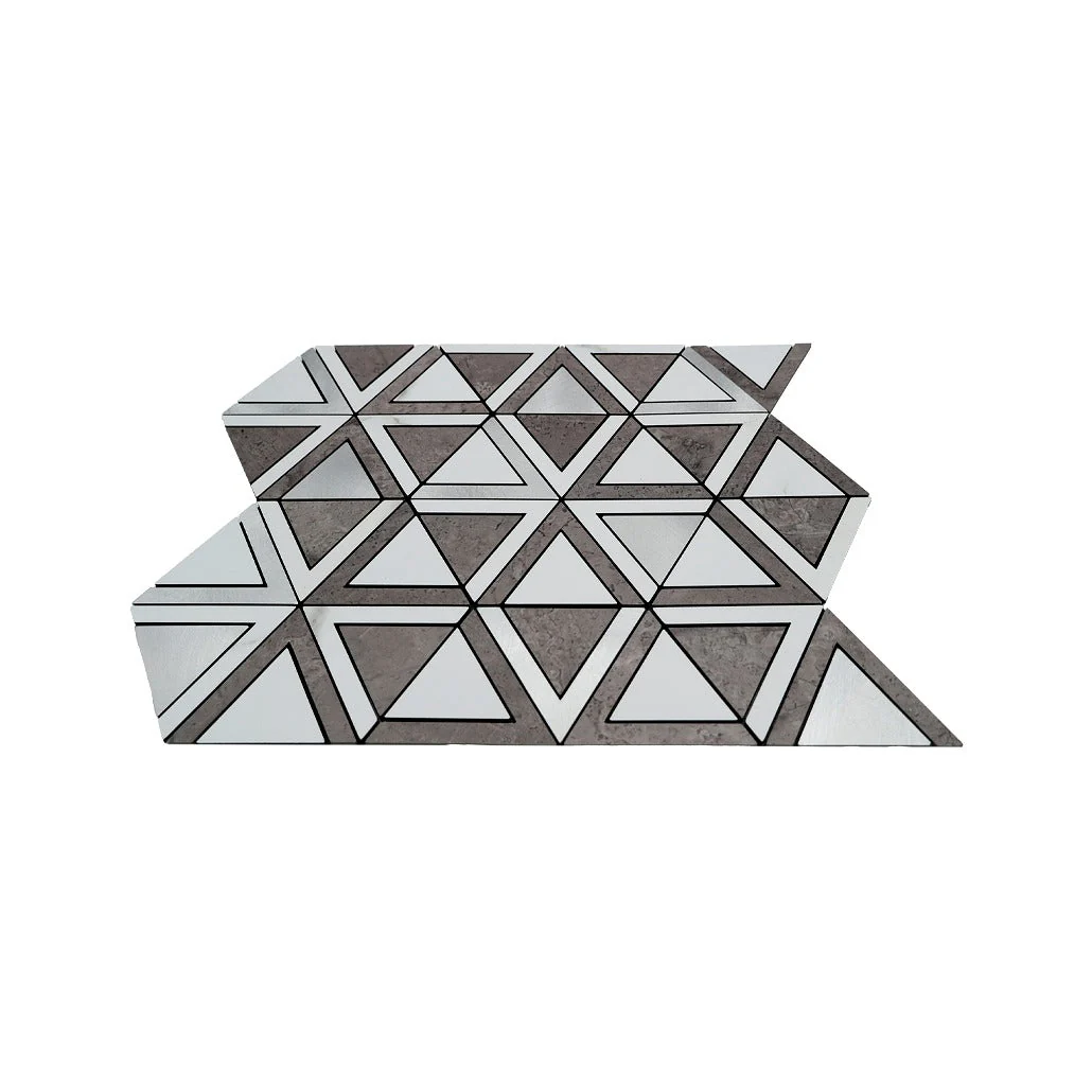 Selbstklebende Mosaikfliesen Metall | Dreieck Grau Weiß-Silber | 28,7×33,1 cm | Küche, Bad & WC - Image 4