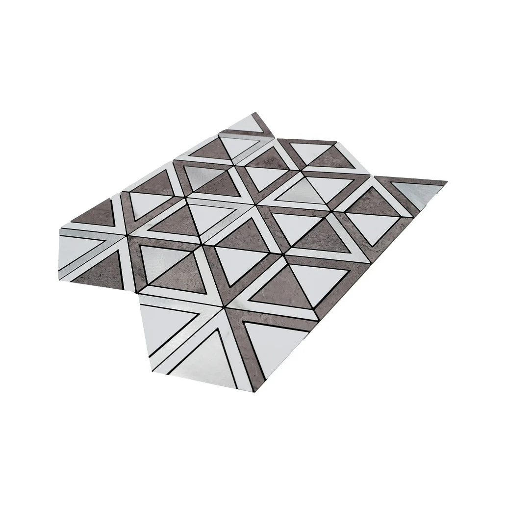Selbstklebende Mosaikfliesen Metall | Dreieck Grau Weiß-Silber | 28,7×33,1 cm | Küche, Bad & WC - Image 6