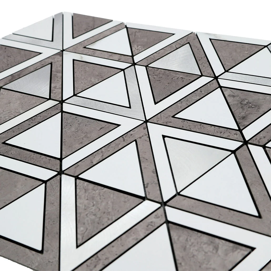 Selbstklebende Mosaikfliesen Metall | Dreieck Grau Weiß-Silber | 28,7×33,1 cm | Küche, Bad & WC - Image 8