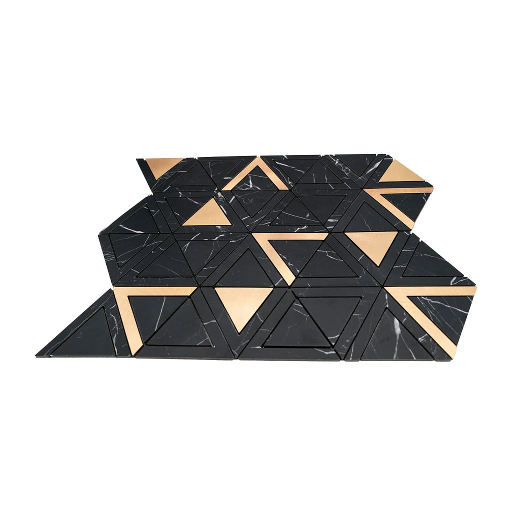 Selbstklebende Mosaikfliesen Metall | Dreieck Schwarz Gold | 28,7×33,1 cm | Küche, Bad & WC - Image 4