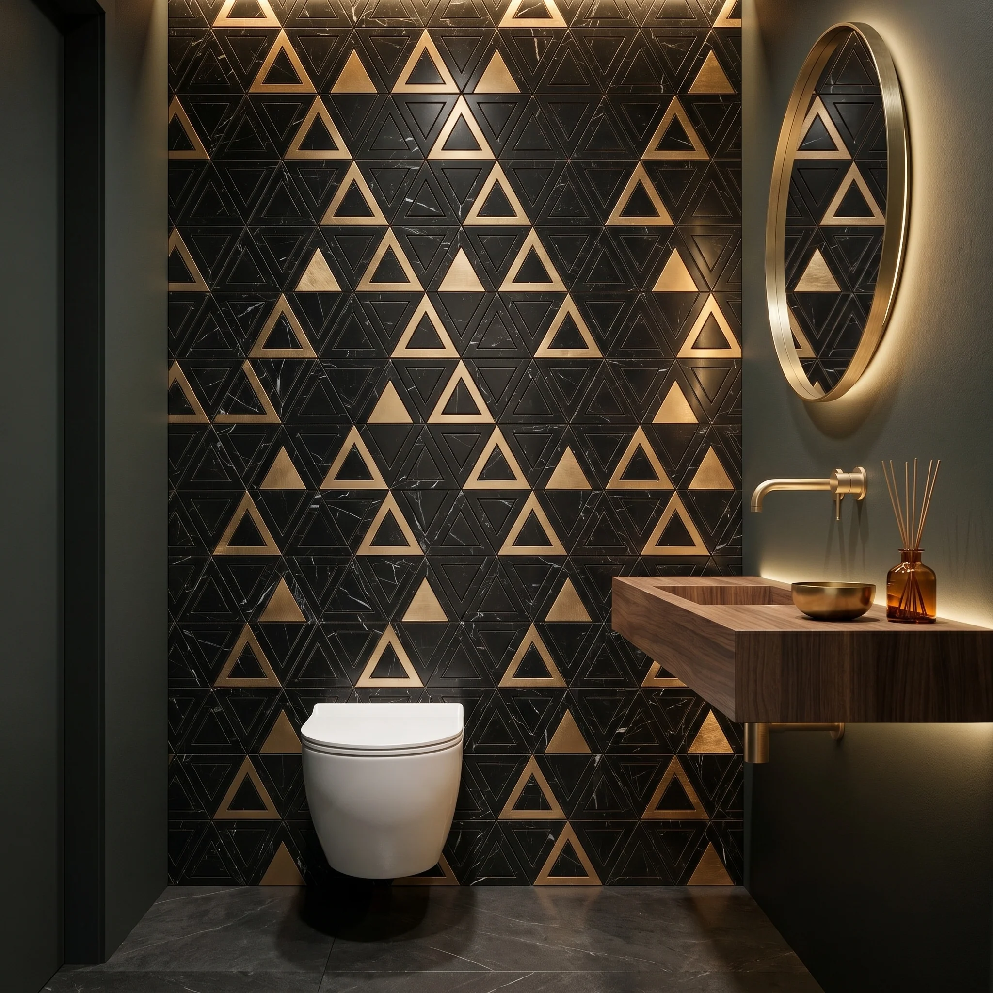 Selbstklebende Mosaikfliesen Metall | Dreieck Schwarz Gold | 28,7×33,1 cm | Küche, Bad & WC - Image 5