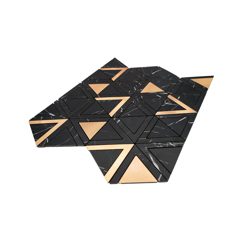 Selbstklebende Mosaikfliesen Metall | Dreieck Schwarz Gold | 28,7×33,1 cm | Küche, Bad & WC - Image 6