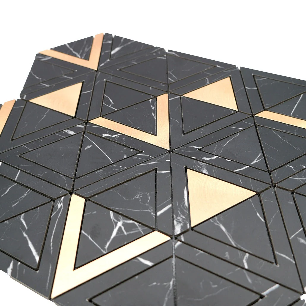 Selbstklebende Mosaikfliesen Metall | Dreieck Schwarz Gold | 28,7×33,1 cm | Küche, Bad & WC - Image 8