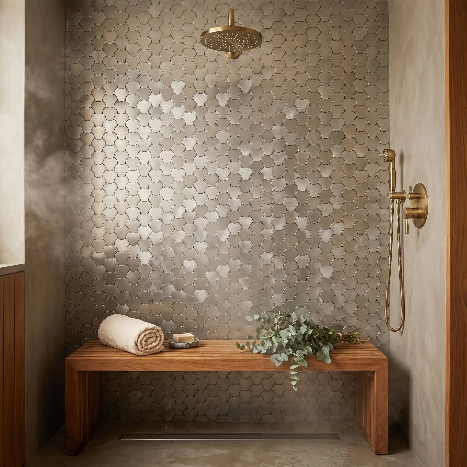 Selbstklebende Mosaikfliesen Metall | Dreipass 3D Silber | 30,5×29,6 cm | Küche, Bad & WC - Image 3