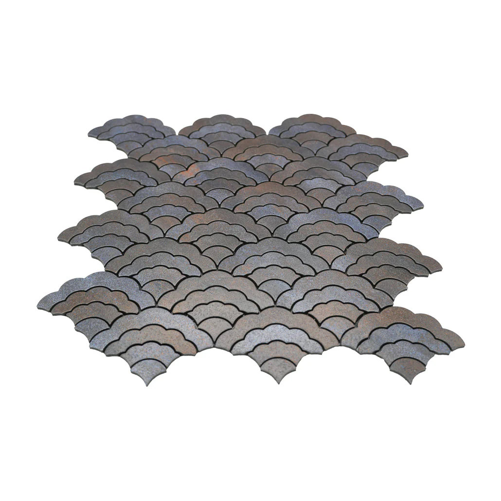 Selbstklebende Mosaikfliesen Metall | Fächer Anthrazit | 26,8×28,1 cm | Küche, Bad & WC - Image 4