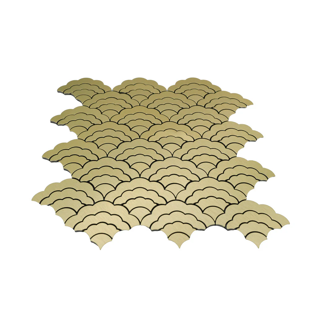 Selbstklebende Mosaikfliesen Metall | Fächer Gold | 26,8×28,1 cm | Küche, Bad & WC - Image 4