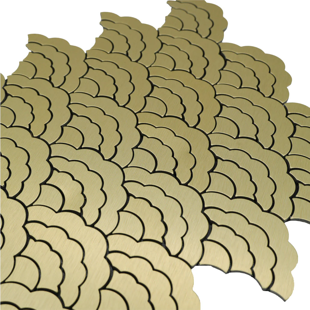 Selbstklebende Mosaikfliesen Metall | Fächer Gold | 26,8×28,1 cm | Küche, Bad & WC - Image 8