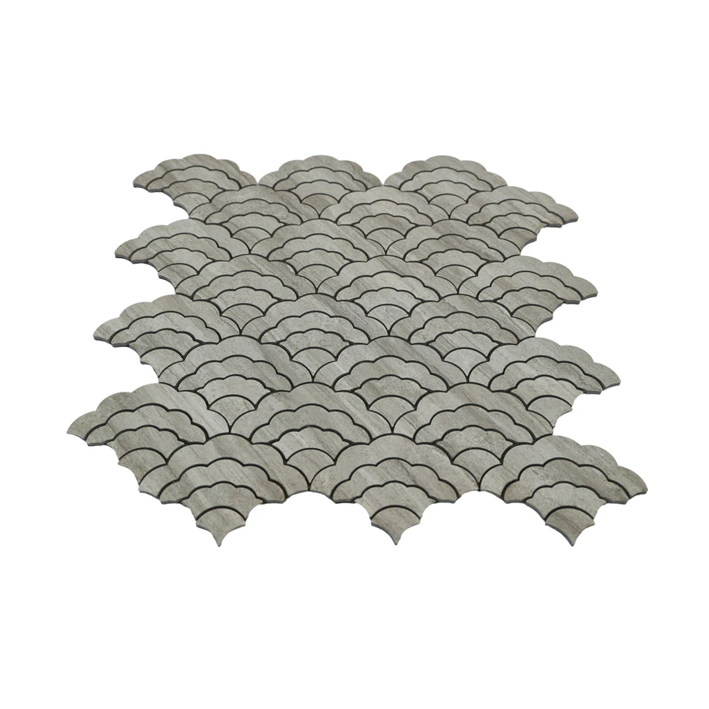 Selbstklebende Mosaikfliesen Metall | Fächer Grau | 26,8×28,1 cm | Küche, Bad & WC - Image 4