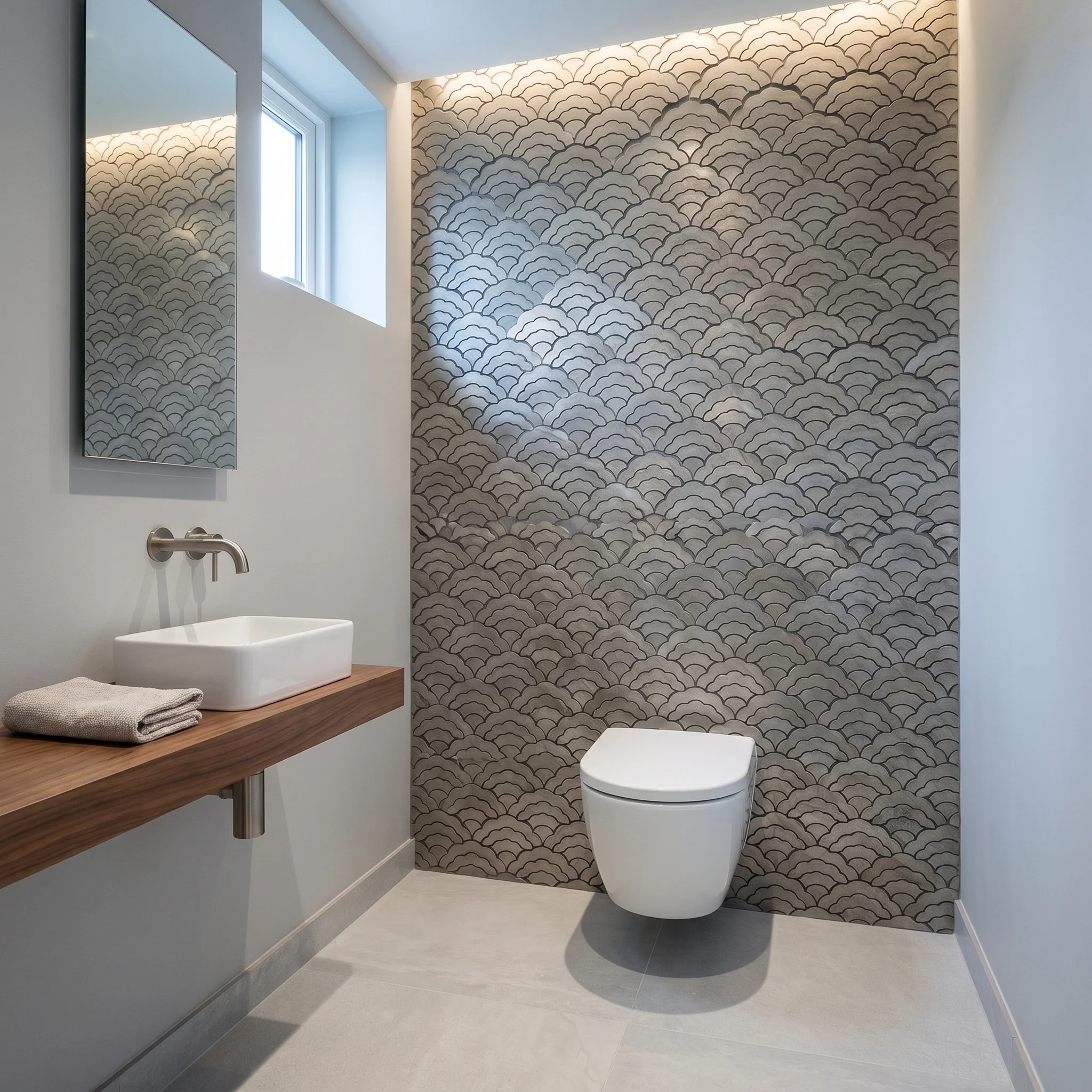 Selbstklebende Mosaikfliesen Metall | Fächer Grau | 26,8×28,1 cm | Küche, Bad & WC - Image 5