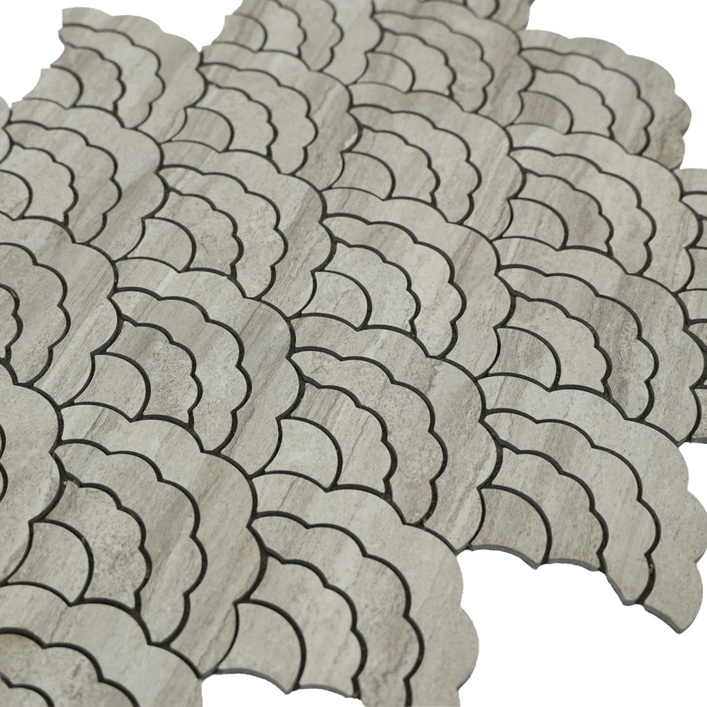 Selbstklebende Mosaikfliesen Metall | Fächer Grau | 26,8×28,1 cm | Küche, Bad & WC - Image 8
