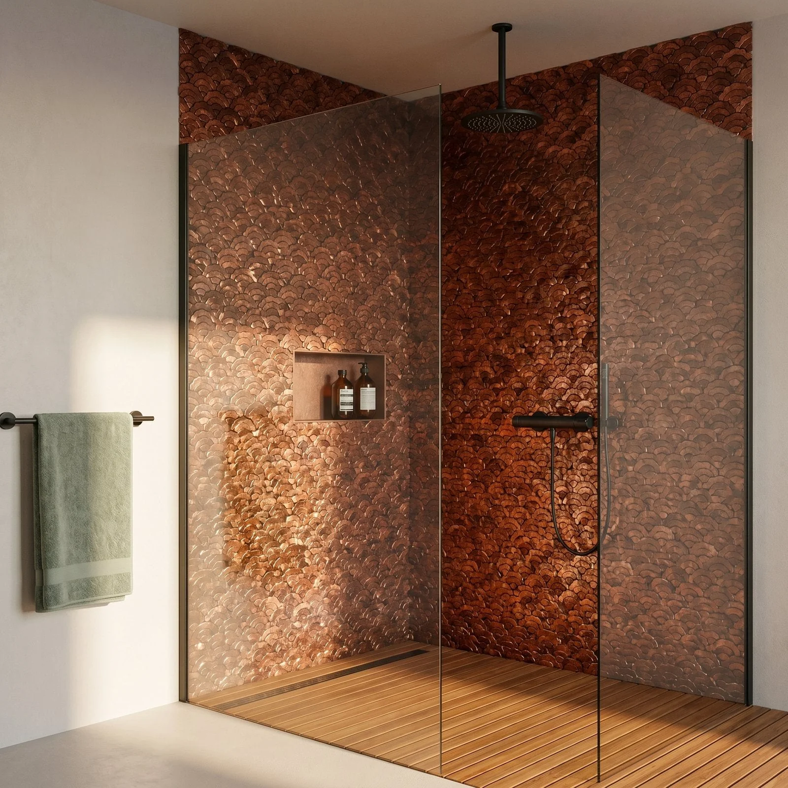 Selbstklebende Mosaikfliesen Metall | Fächer Kupfer | 26,8×28,1 cm | Küche, Bad & WC - Image 3